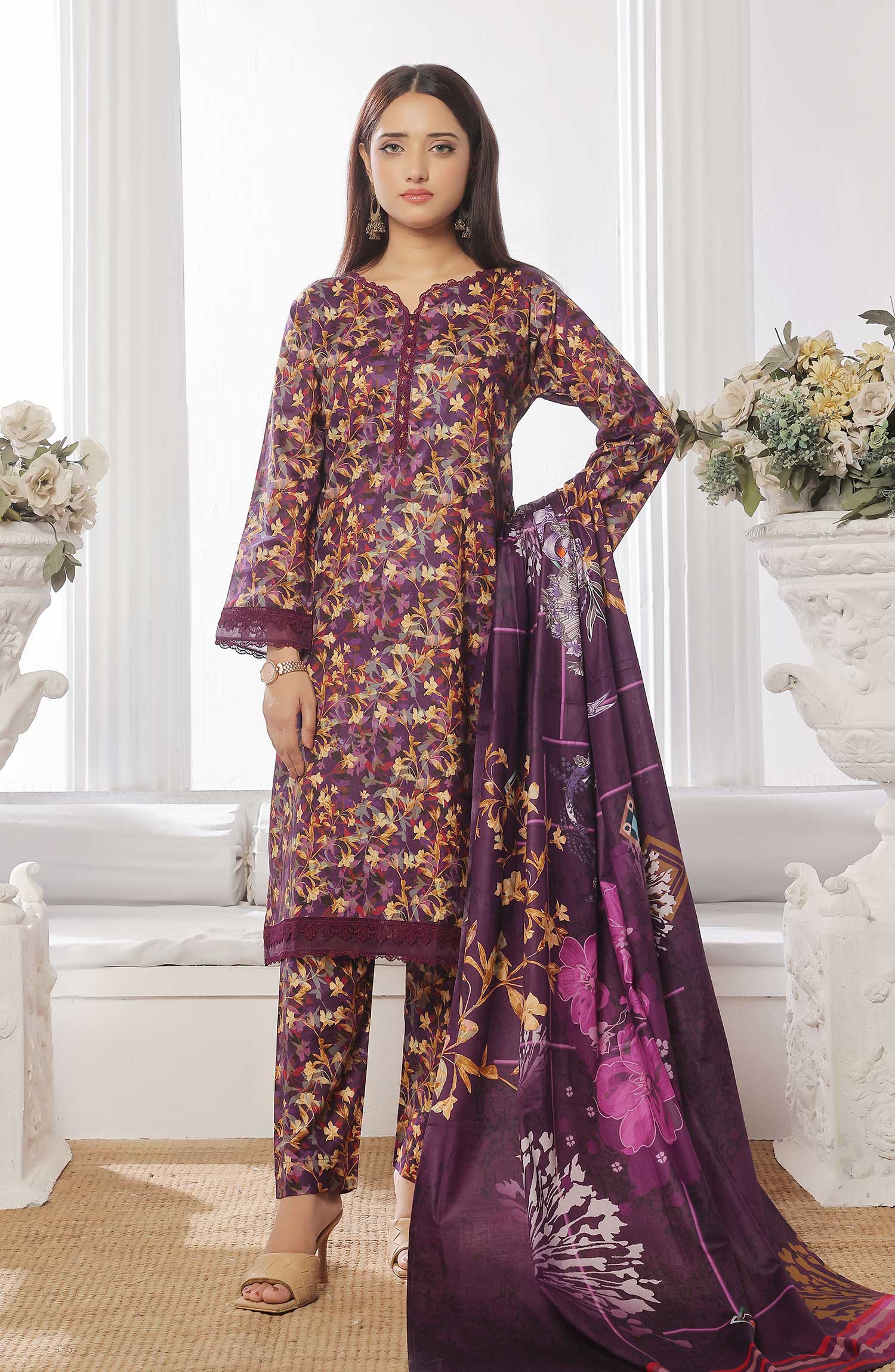 Designer Cotton Lawn 3 Pcs  Unstitched Printed Collection 2024 VOL 03 - DL 184