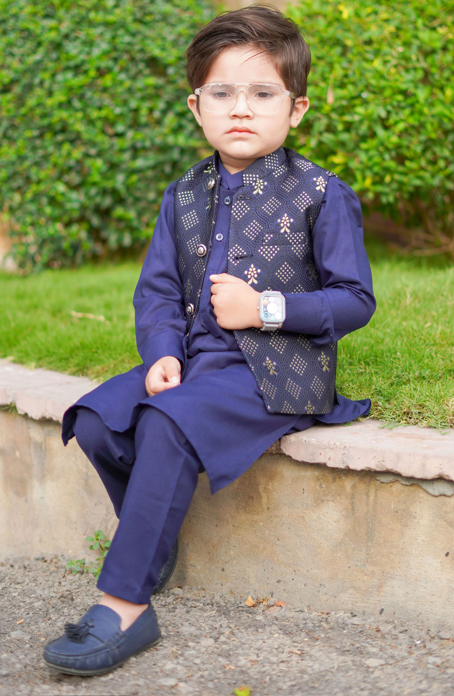 Exclusive 3 Pc Waist Coat Shalwar Kameez Collection By Hassan Jee - EW - 17