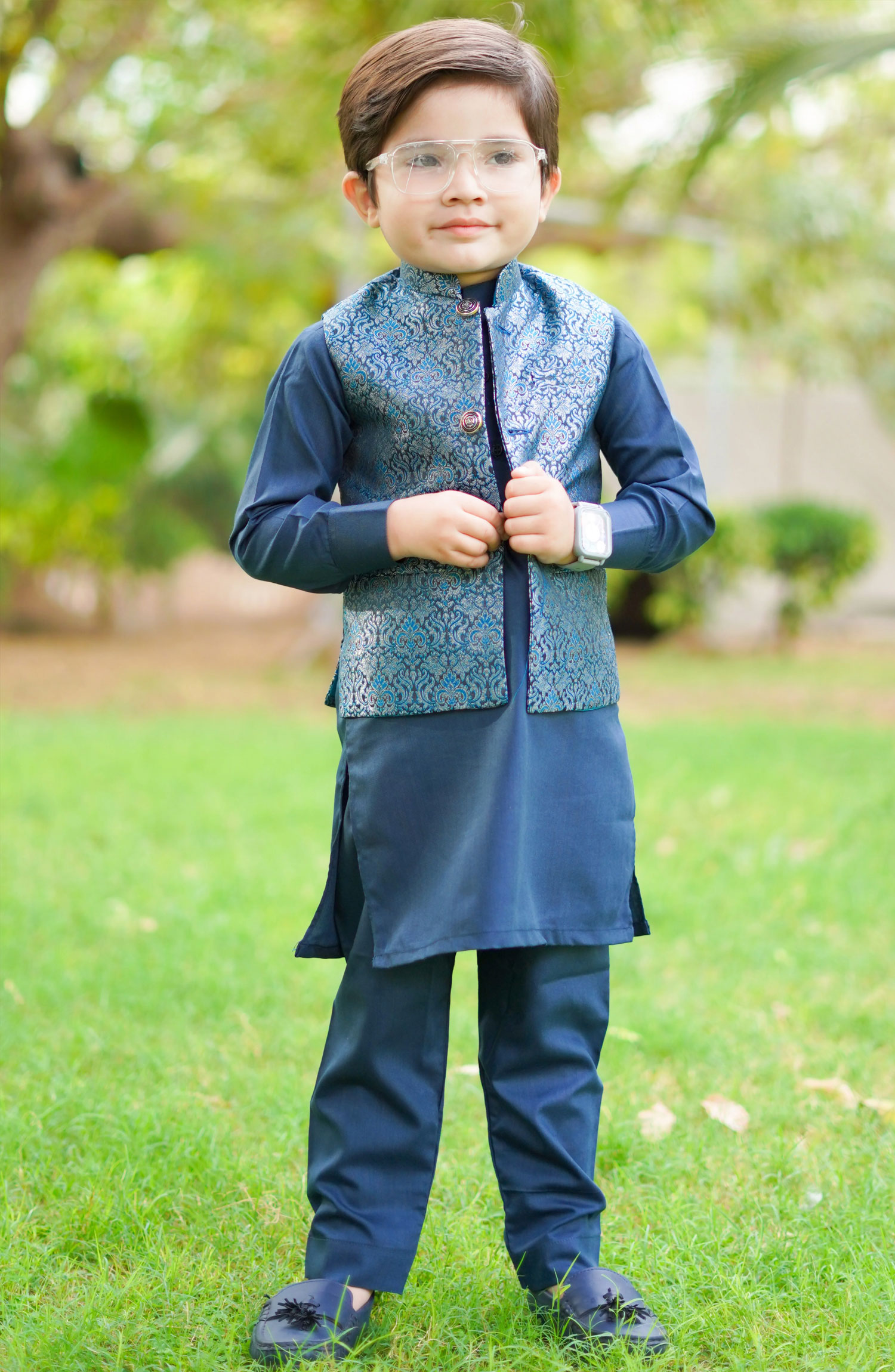 Exclusive 3 Pc Waist Coat Shalwar Kameez Collection By Hassan Jee - EW - 18