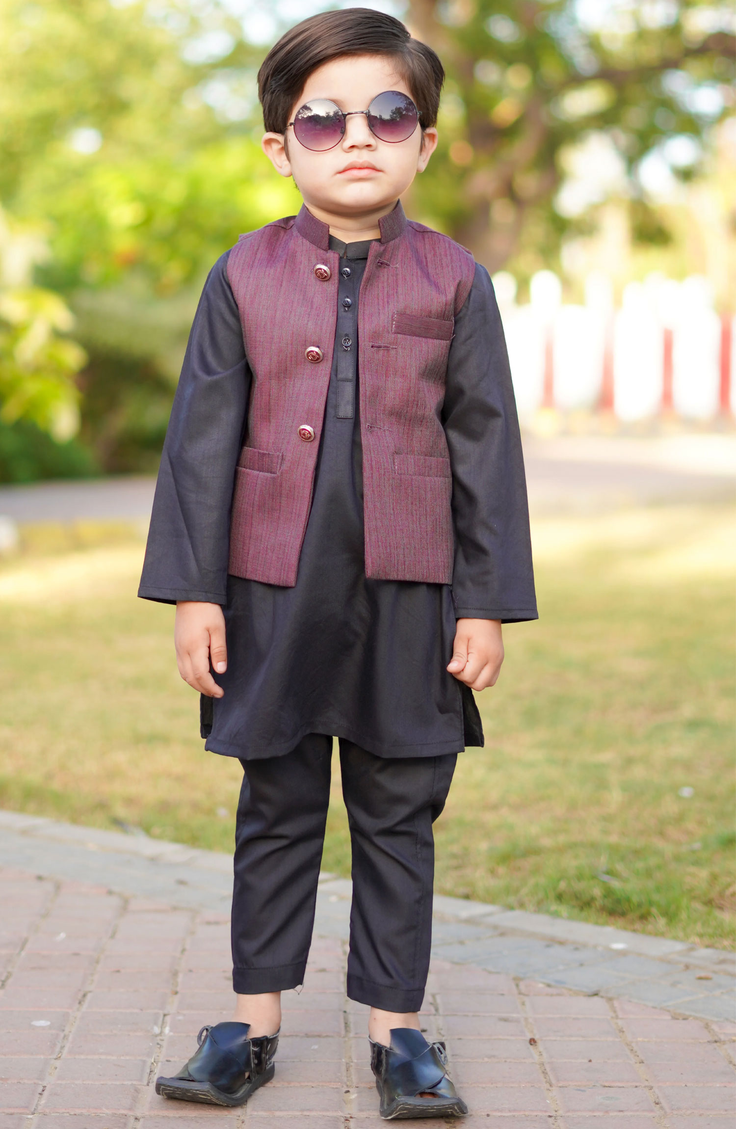 Exclusive 3 Pc Waist Coat Shalwar Kameez Collection By Hassan Jee - EW - 22