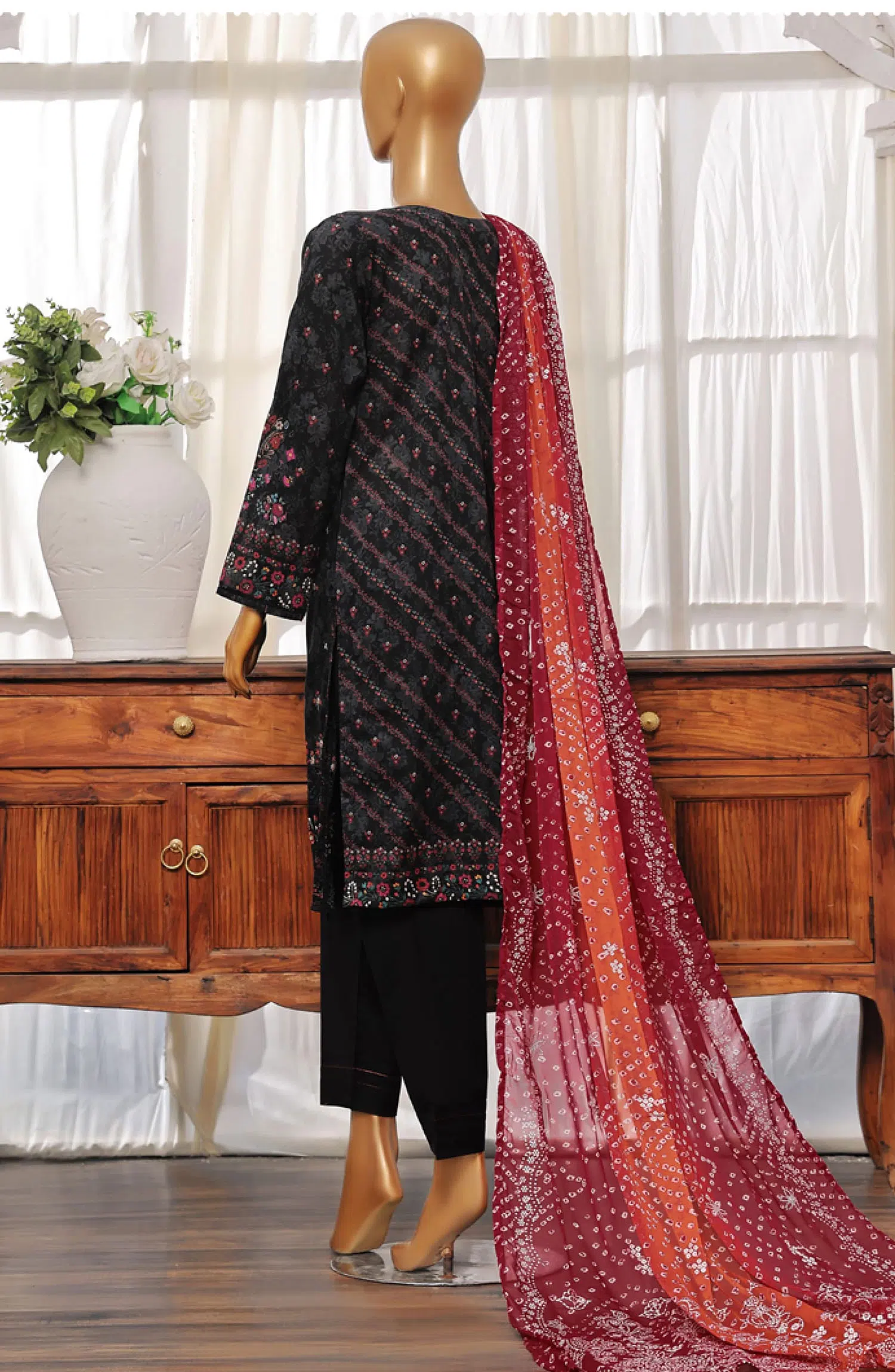 HZ RTW EID EDIT Festive Embroidered Series - FEL-407 BLACK