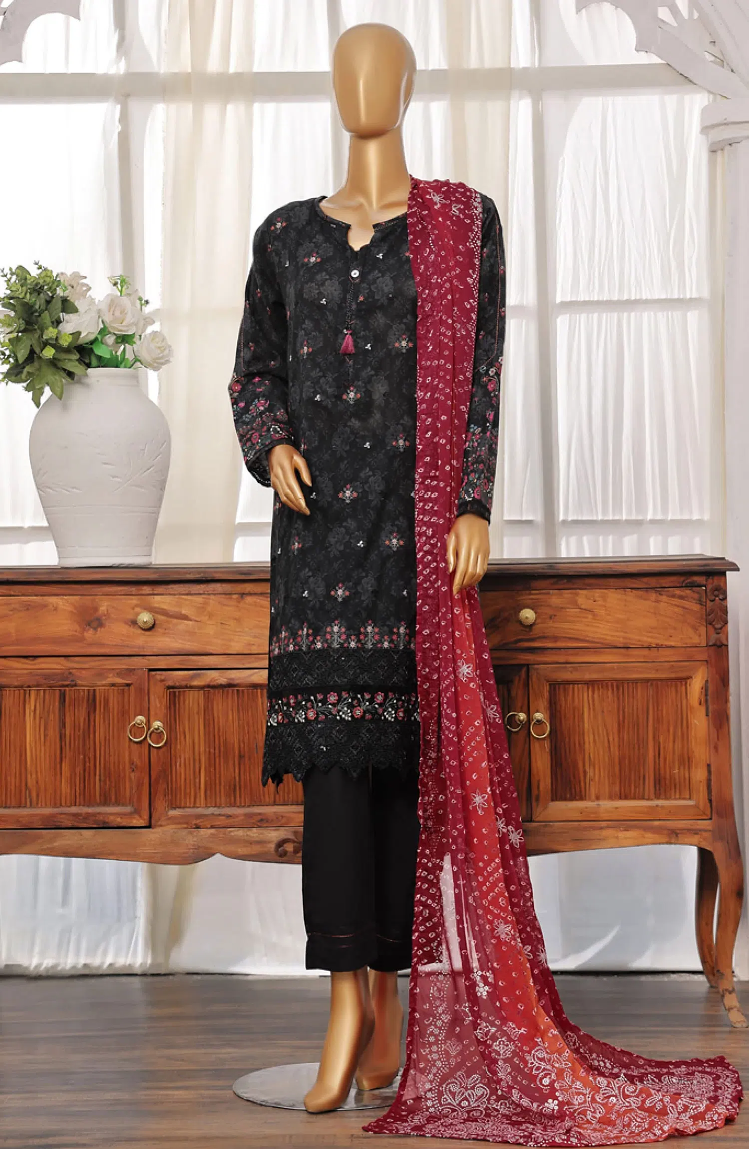 HZ RTW EID EDIT Festive Embroidered Series - FEL-407 BLACK