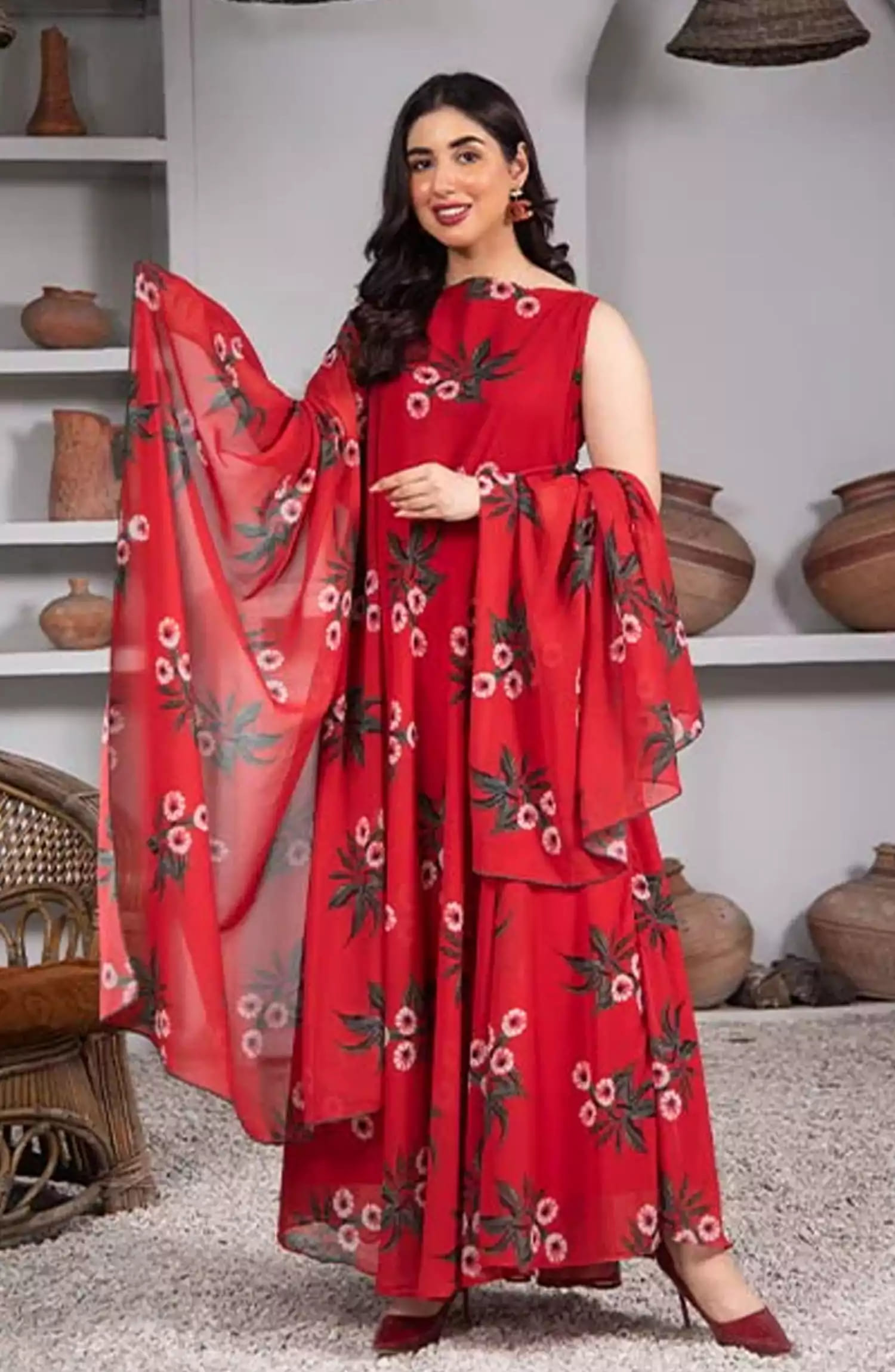 Ethereal Patels Stitched Collection By Nazmina - FRT-09 Red eye