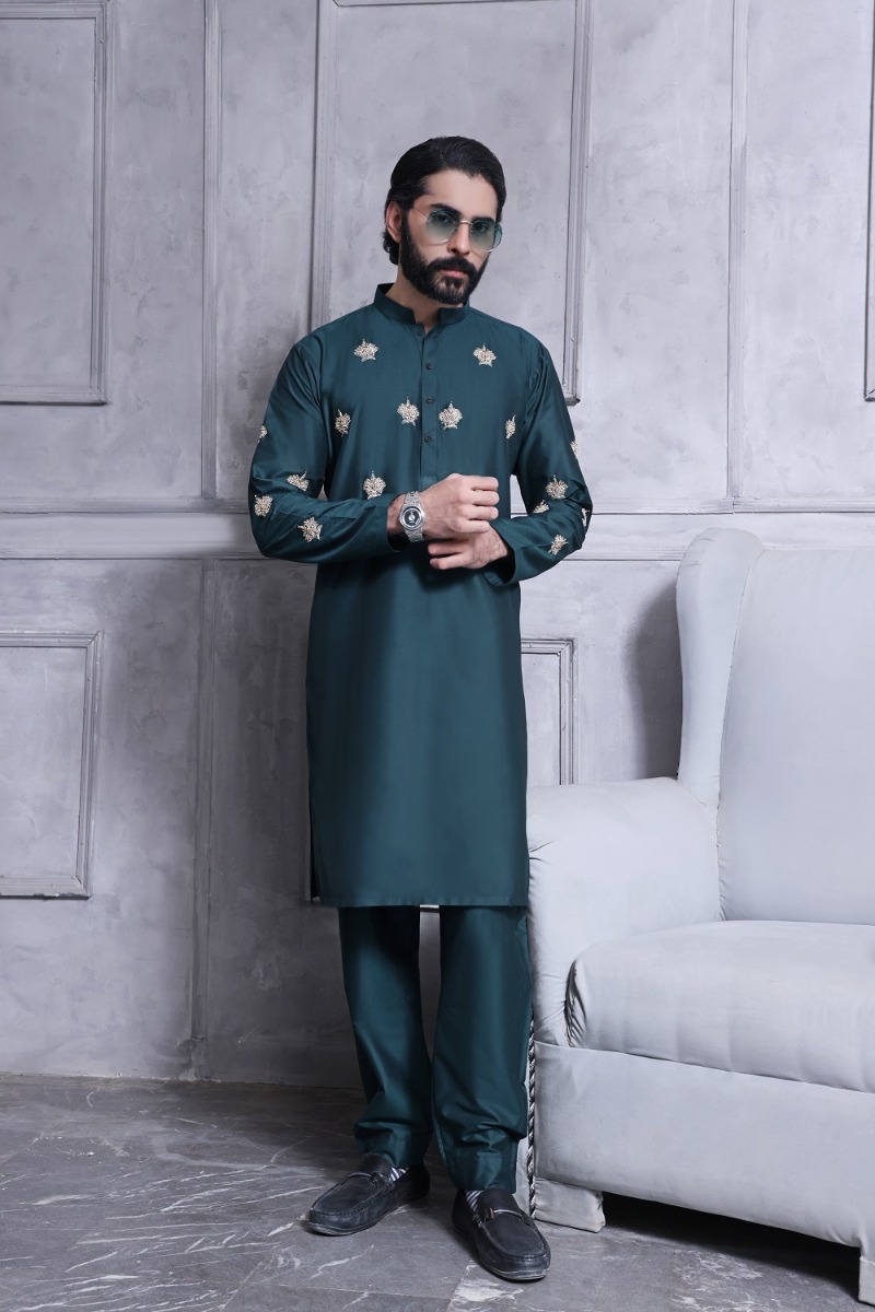 TGM Fancy Shalwar Kameez Green Bristle