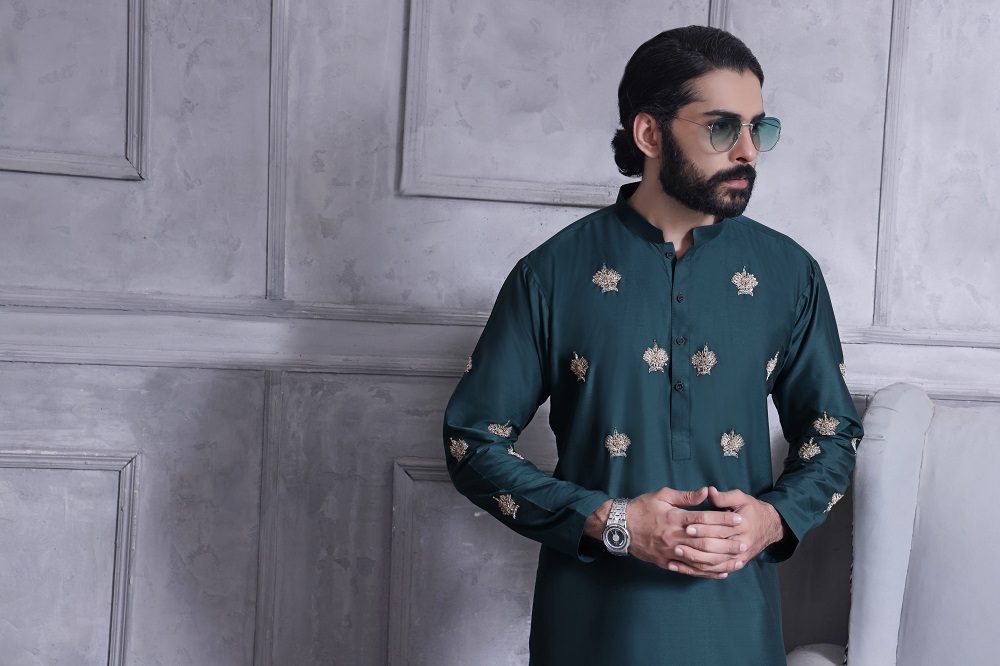 TGM Fancy Shalwar Kameez Green Bristle