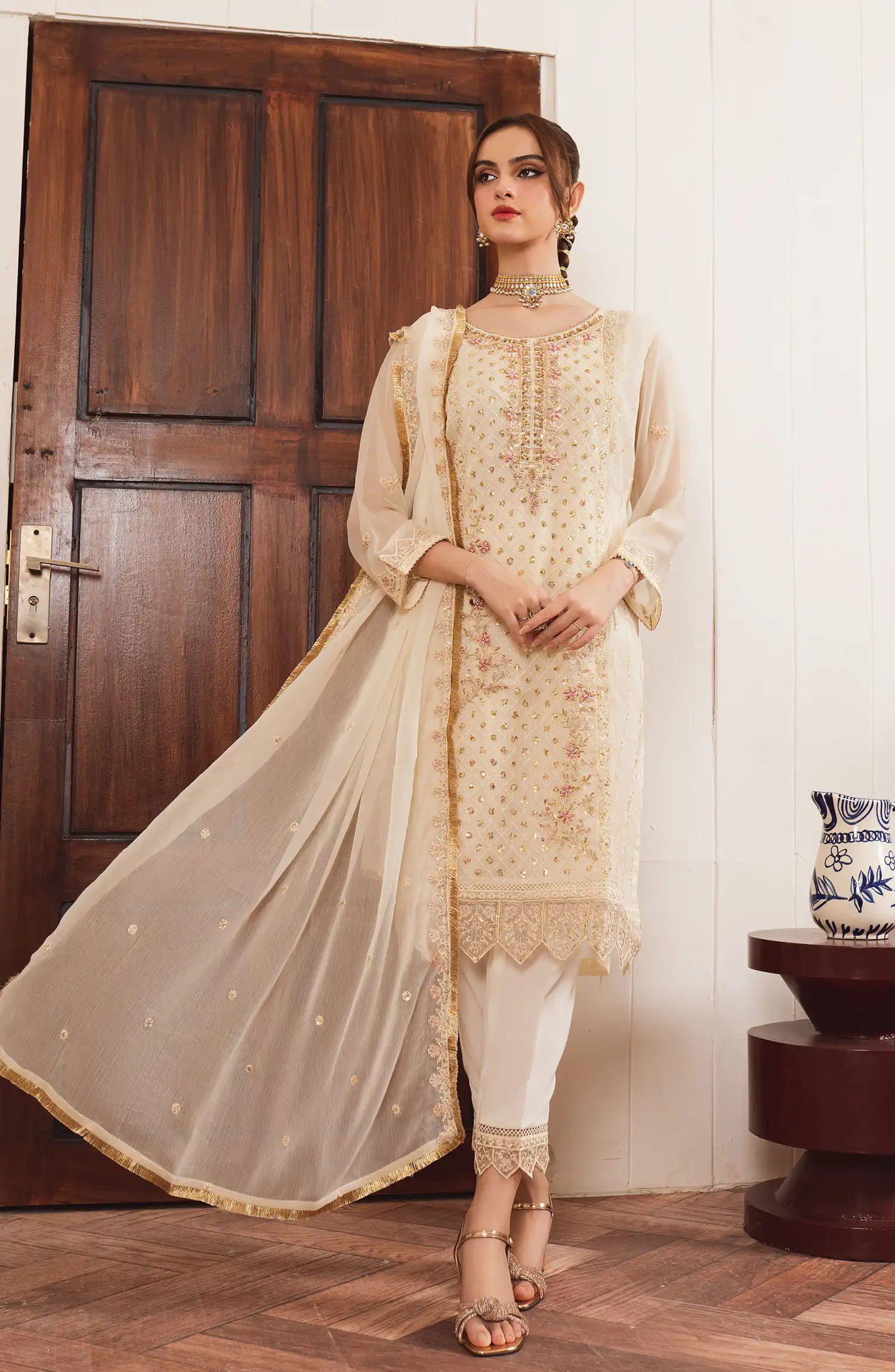 Roop Rang Stitched Collection By AL Harir Apparel-Haani Off White