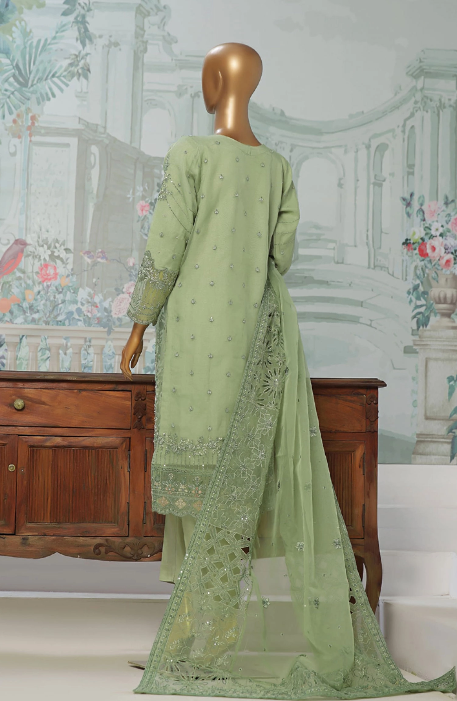 HZ RTW Falsafaa Formals Embroidered Organza Vol 03 - HZK-176 GREEN