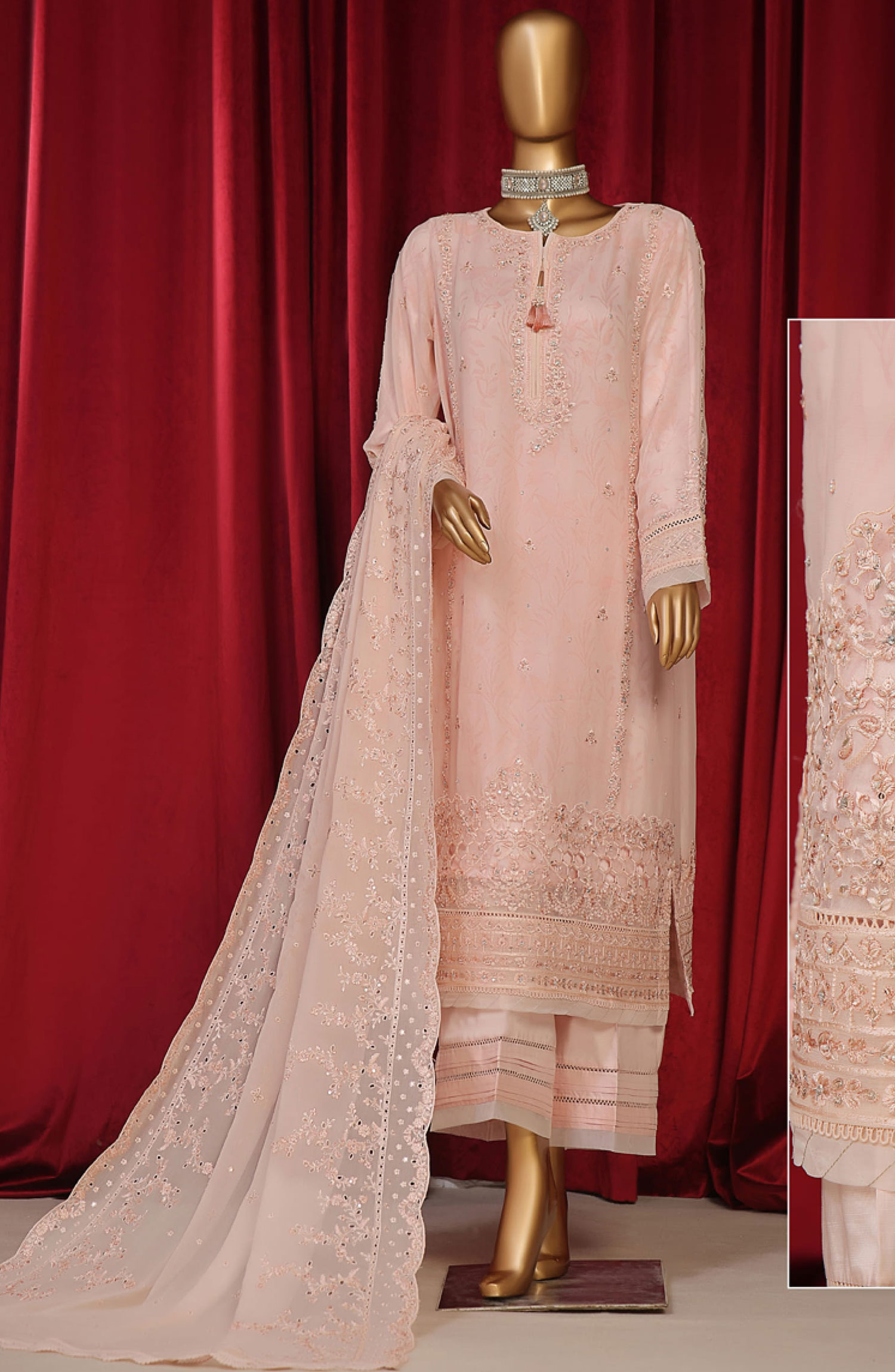 HZ RTW Fasaane Embroidered Chiffon Formals Vol 08 - HZK 194 Peach