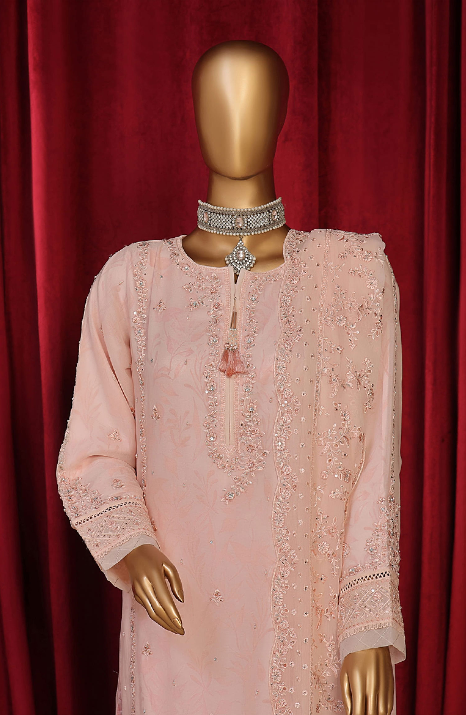 HZ RTW Fasaane Embroidered Chiffon Formals Vol 08 - HZK 194 Peach