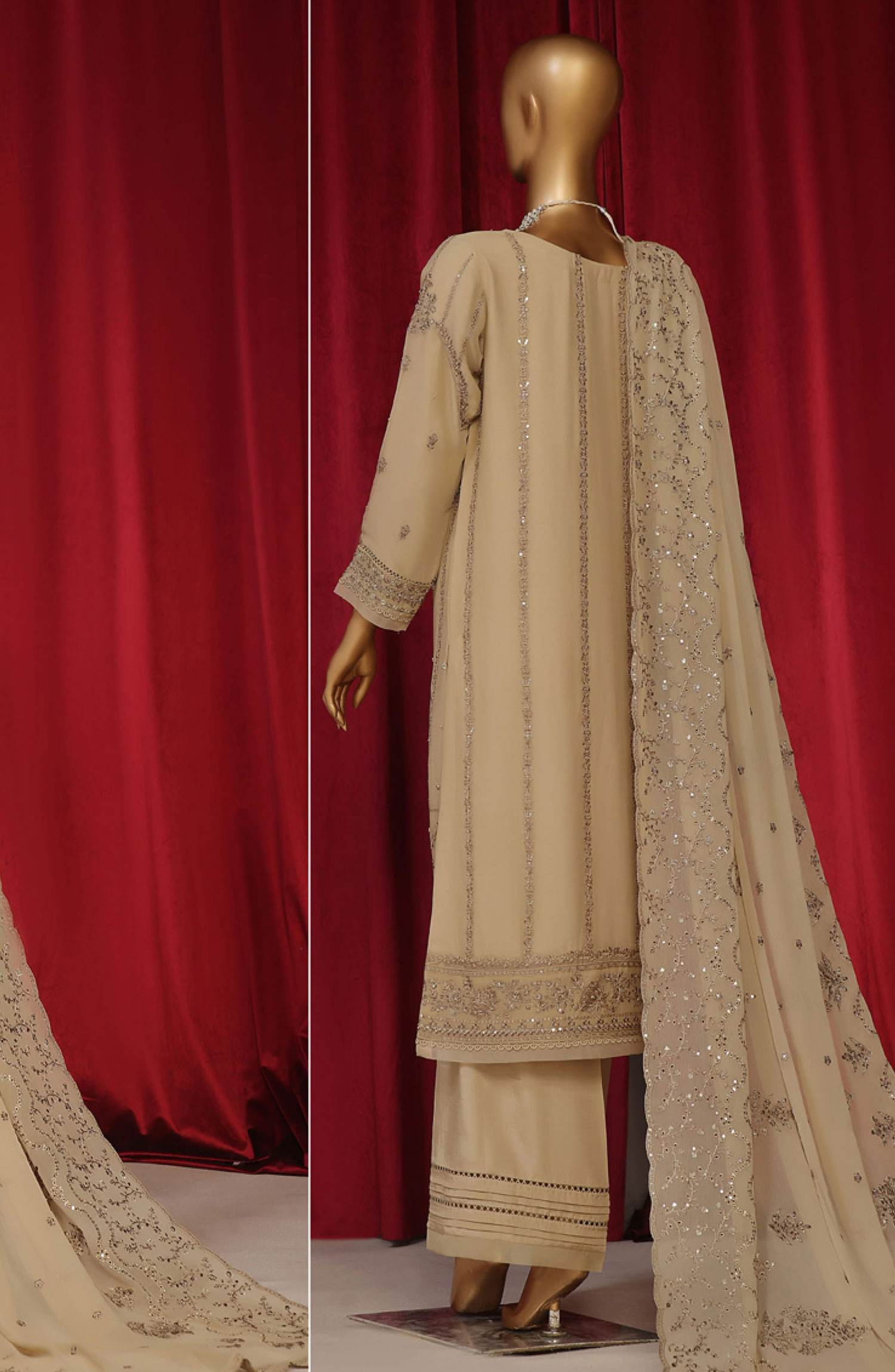 HZ RTW Fasaane Embroidered Chiffon Formals Vol 08 - HZK 195 Beige