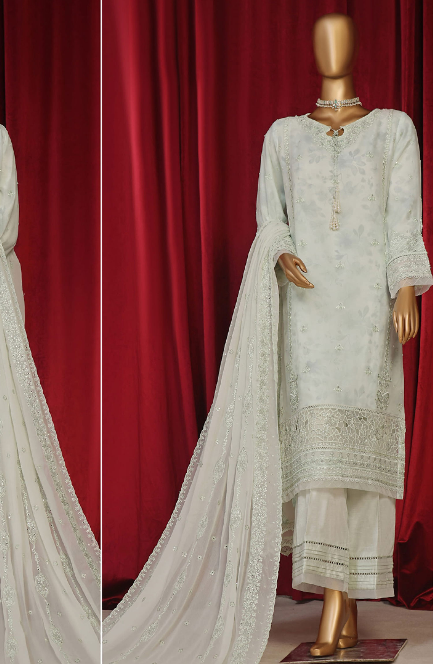 HZ RTW Fasaane Embroidered Chiffon Formals Vol 08 - HZK 196 Pastel Green