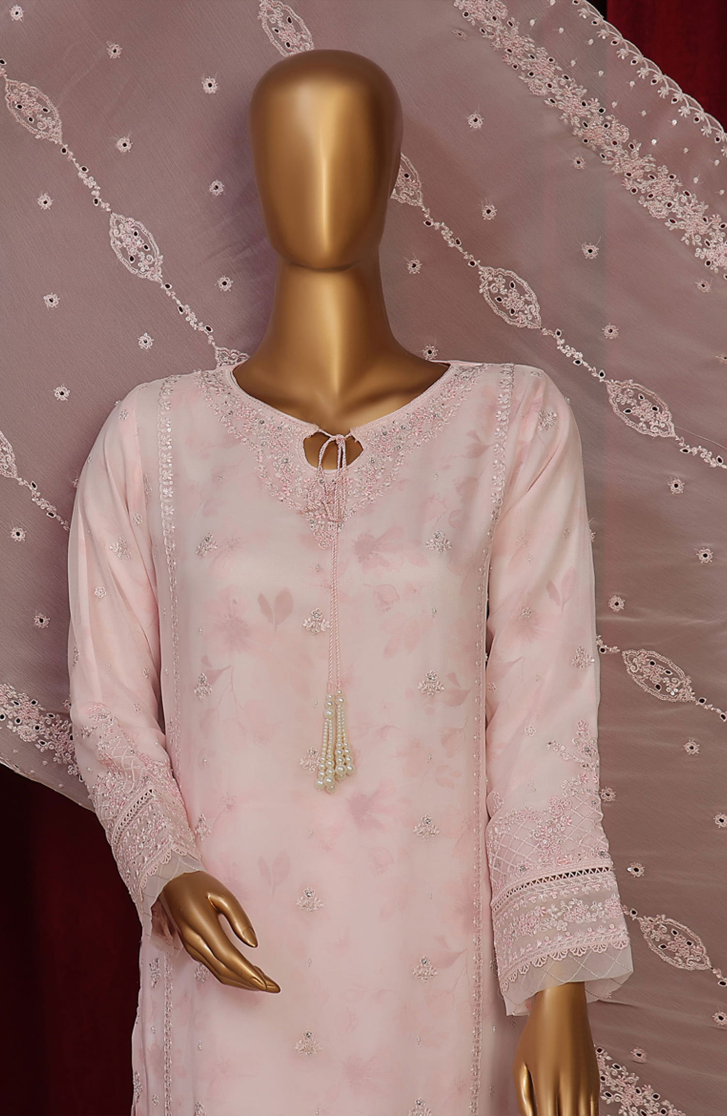 HZ RTW Fasaane Embroidered Chiffon Formals Vol 08 - HZK 196 Peach Pink