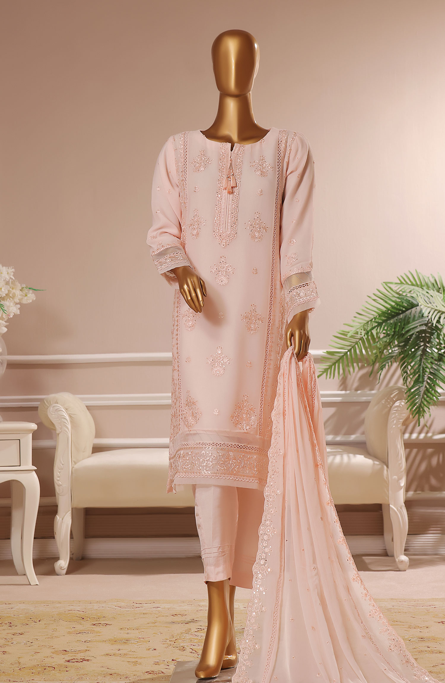 Luxury Formal Chiffon RTW Collection by HZ Textiles - HZK 100 Pink