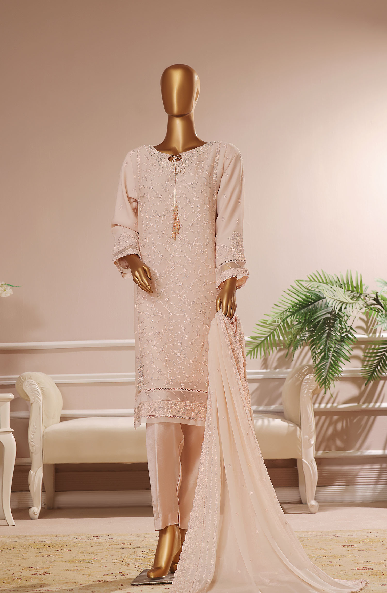 Luxury Formal Chiffon RTW Collection by HZ Textiles - HZK 142 Peach