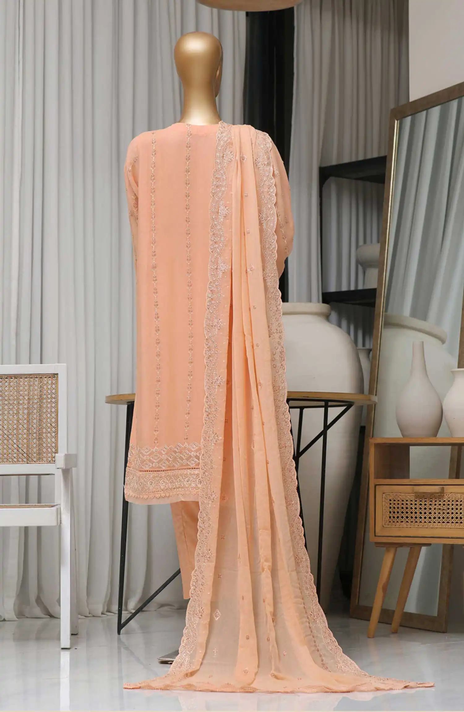 HZ RTW Fasaane Embroidered Chiffon Formals Vol 07 - HZK 167 PEACH