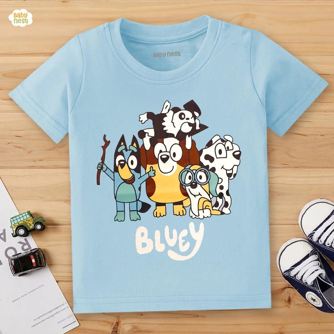 Dogs Life Half Sleeves T-Shirts For Kids - Sky Blue