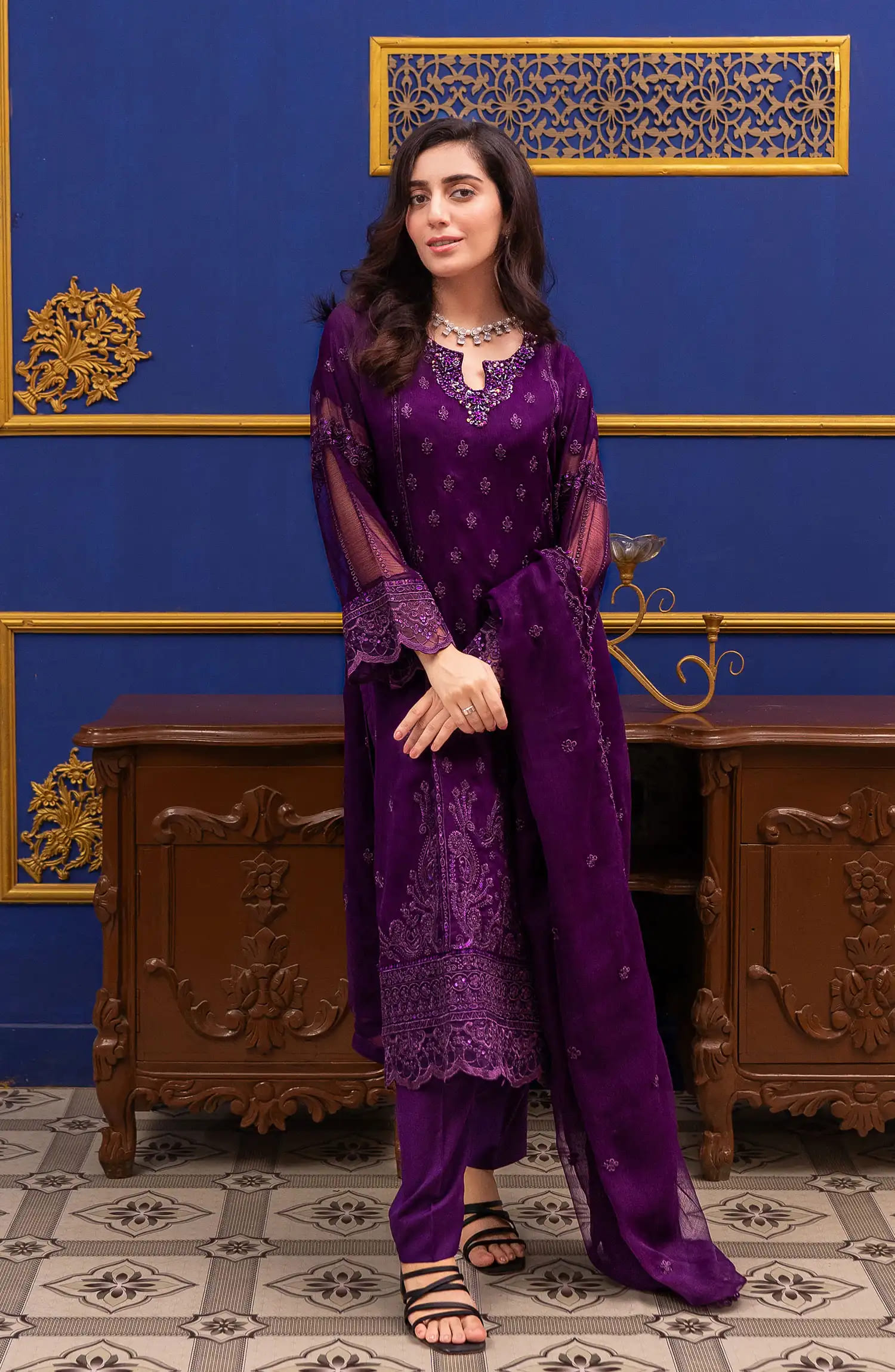 Roop Rang Stitched Collection By AL Harir Apparel-Irha Purple