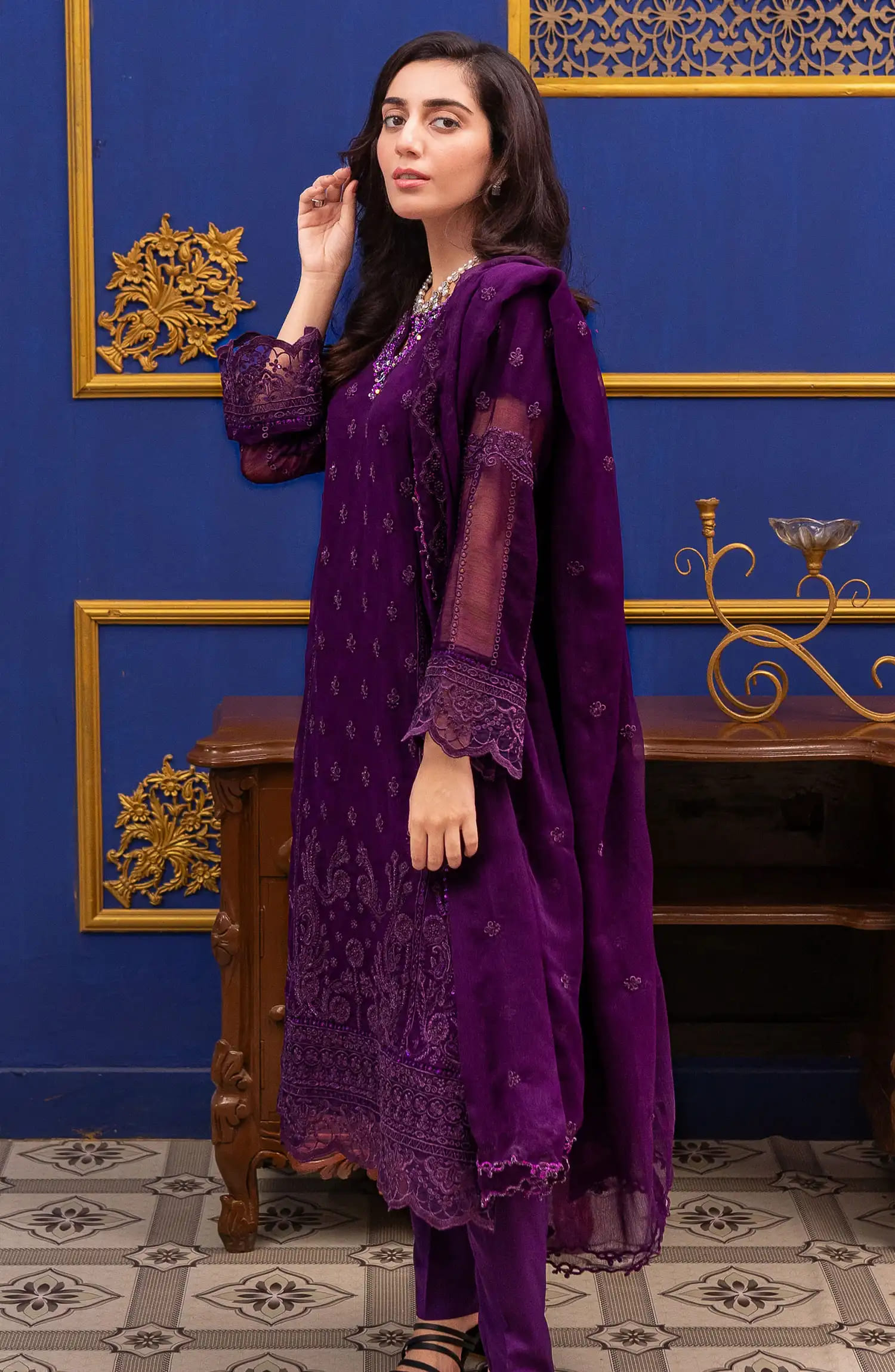 Roop Rang Stitched Collection By AL Harir Apparel-Irha Purple