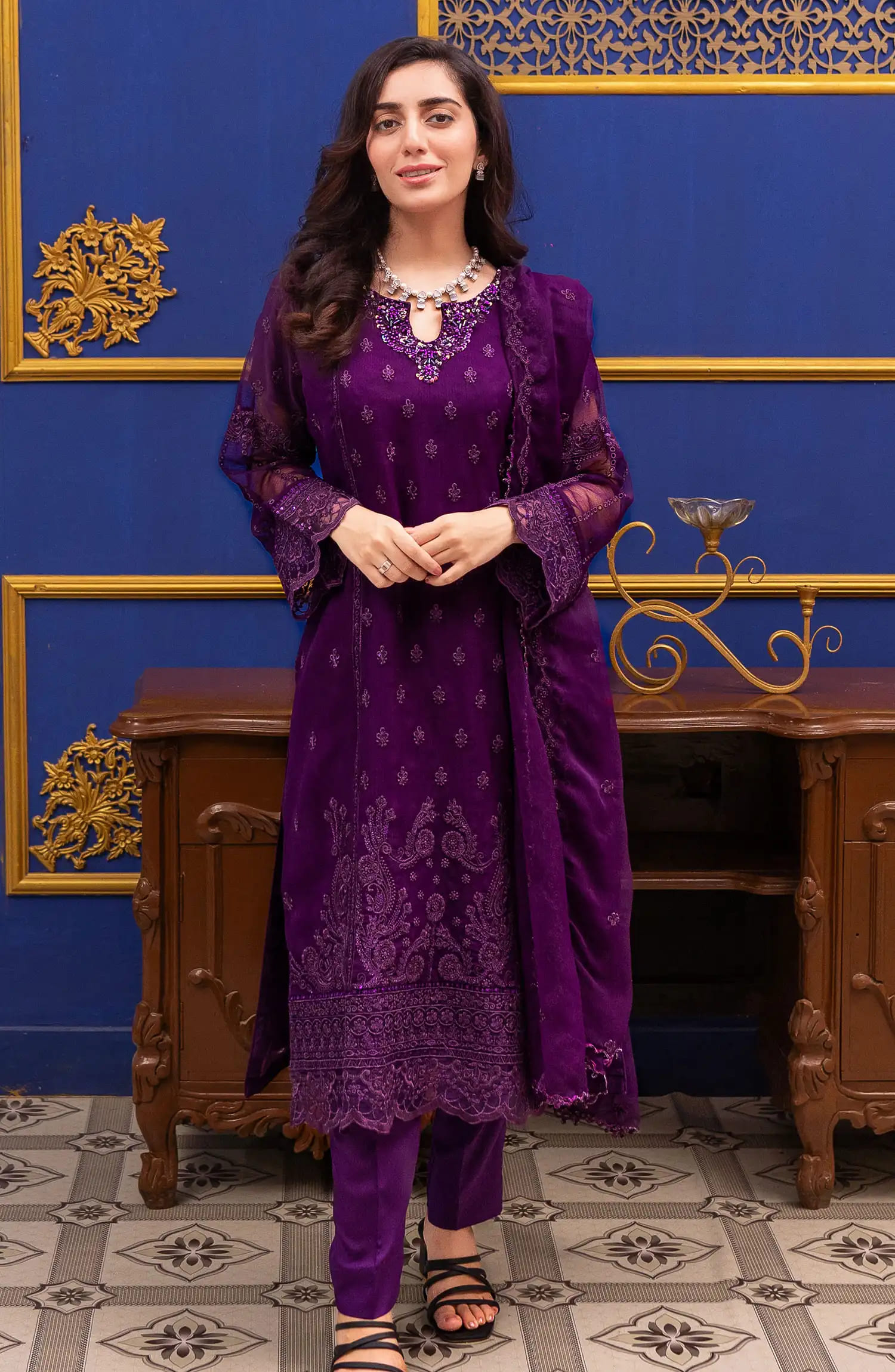 Roop Rang Stitched Collection By AL Harir Apparel-Irha Purple