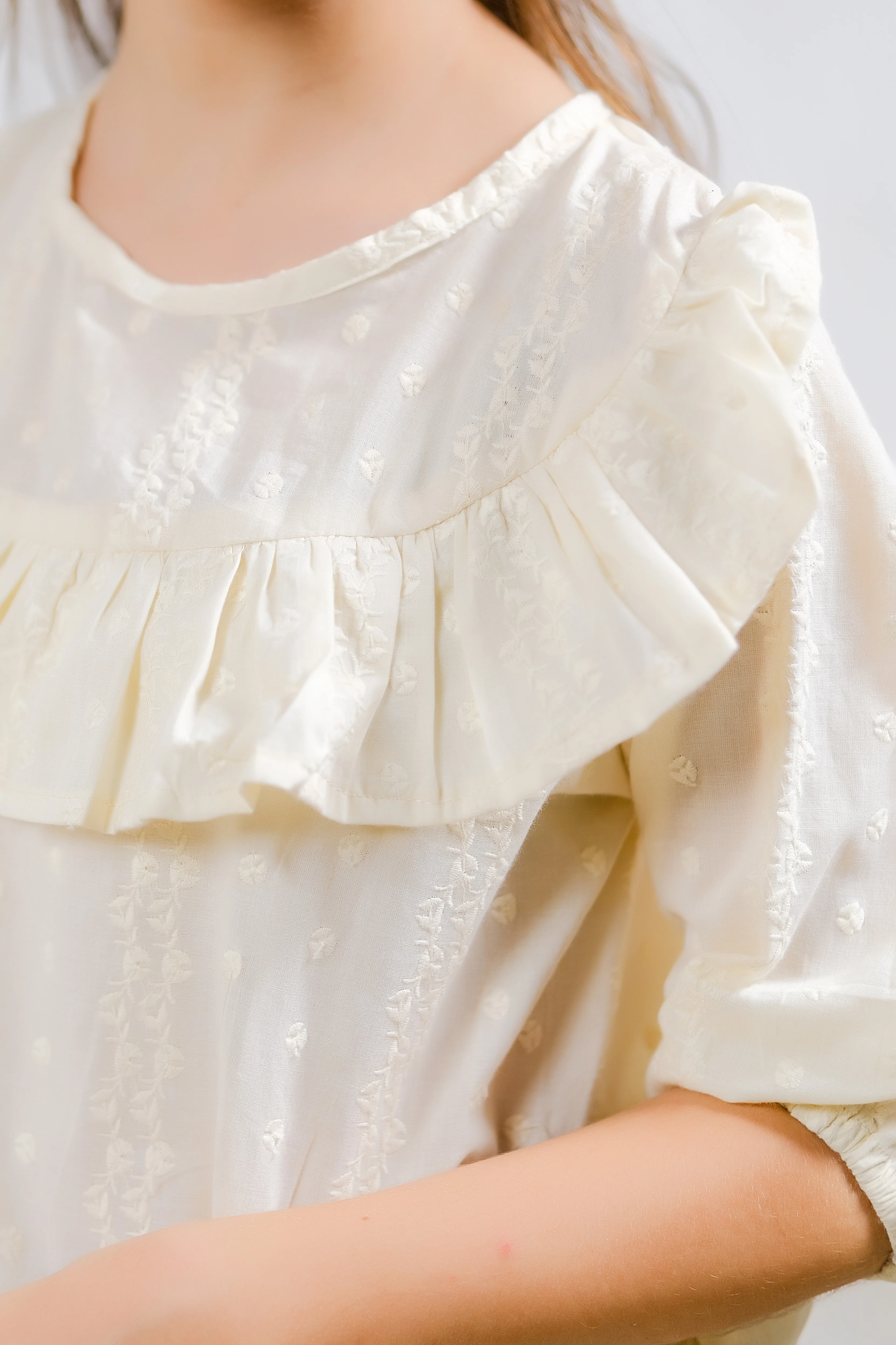 Kids Shirts & Tops - Ivory Ruffle Blouse