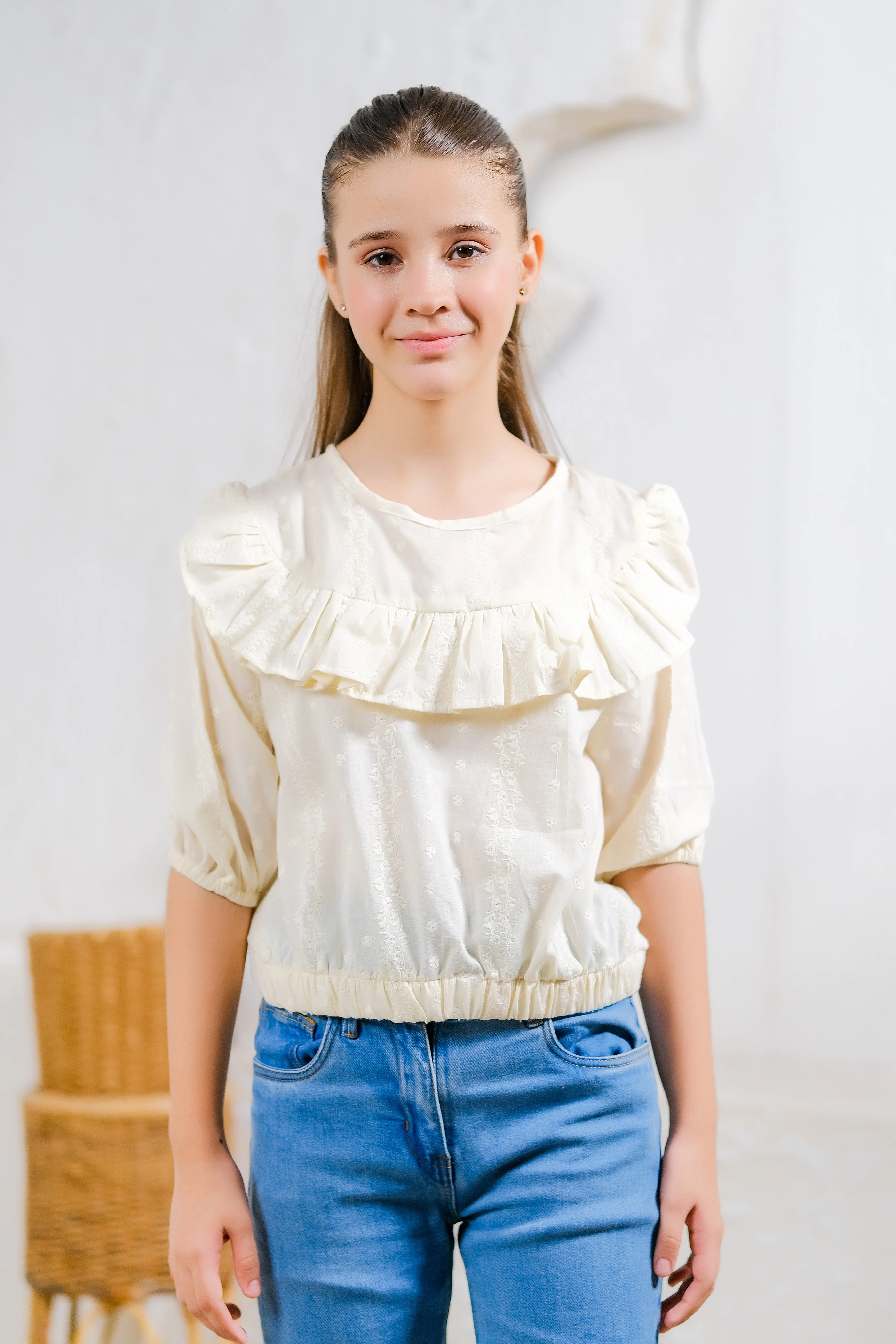 Kids Shirts & Tops - Ivory Ruffle Blouse