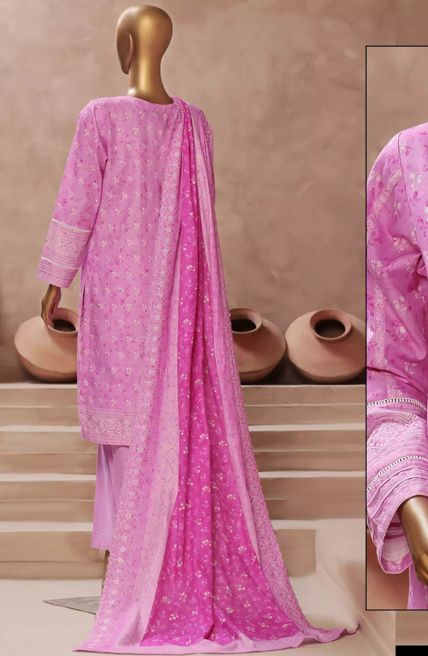 HZ Khaddar Embroidered 3 PCS  RTW Vol 02 - KE-901 PINK