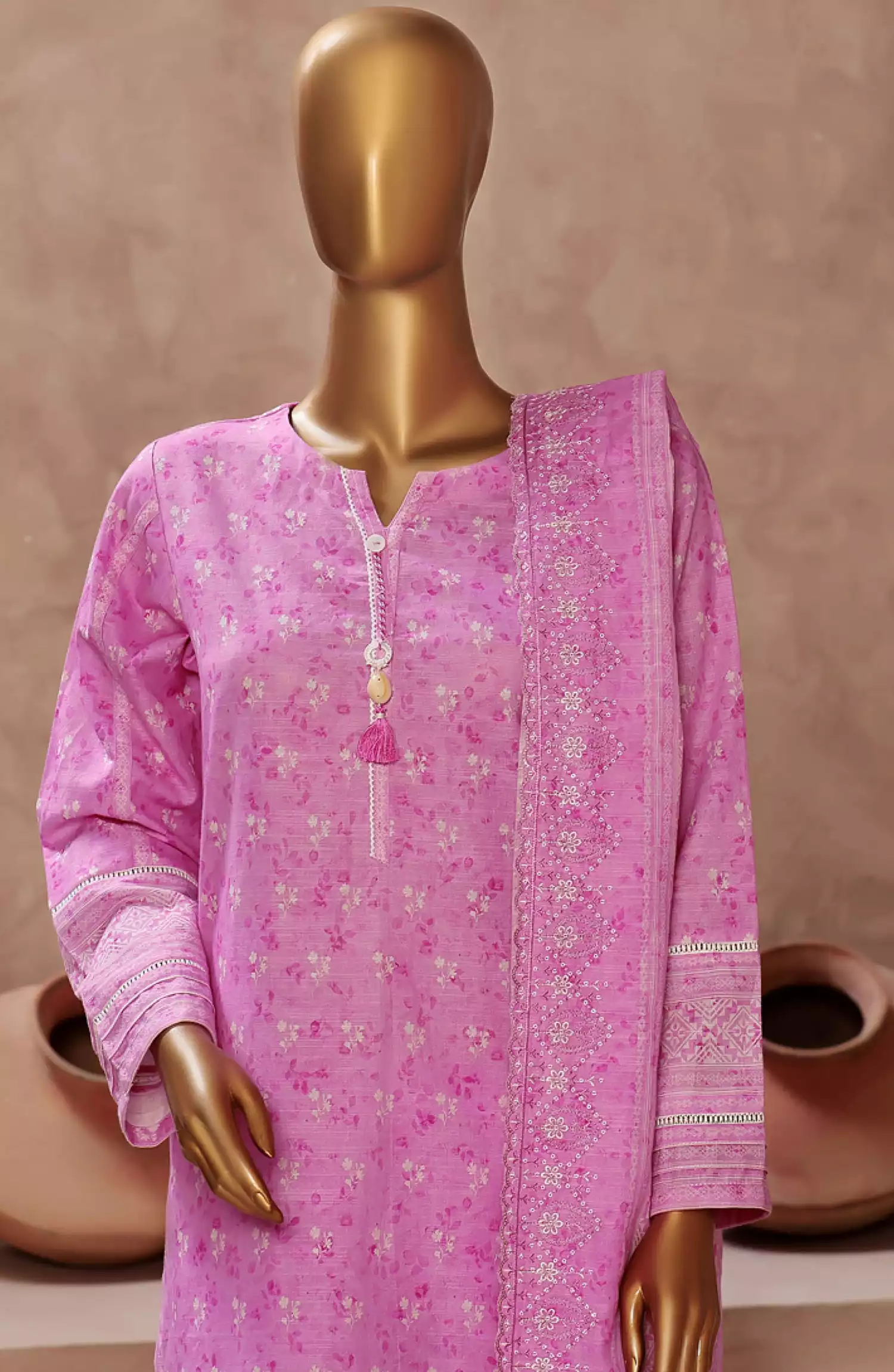 HZ Khaddar Embroidered 3 PCS  RTW Vol 02 - KE-901 PINK