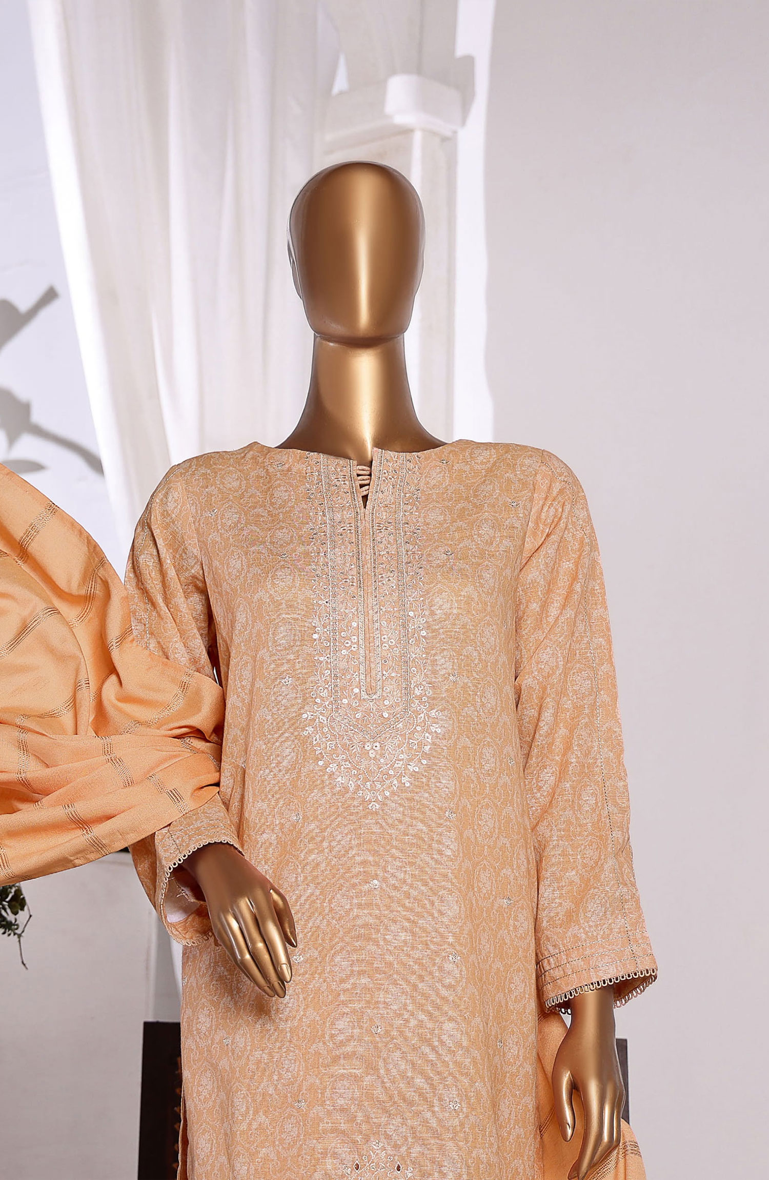 HZ Khaddar Embroidered Shirt with Dyed Karandi Shawl Collection - KES-66