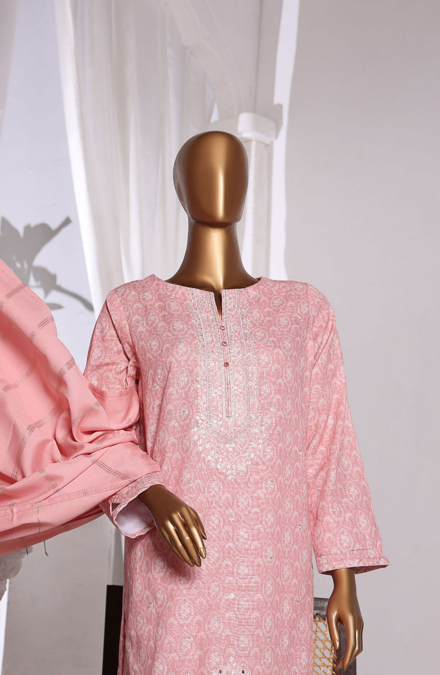 HZ Khaddar Embroidered Shirt with Dyed Karandi Shawl Collection - KES-67