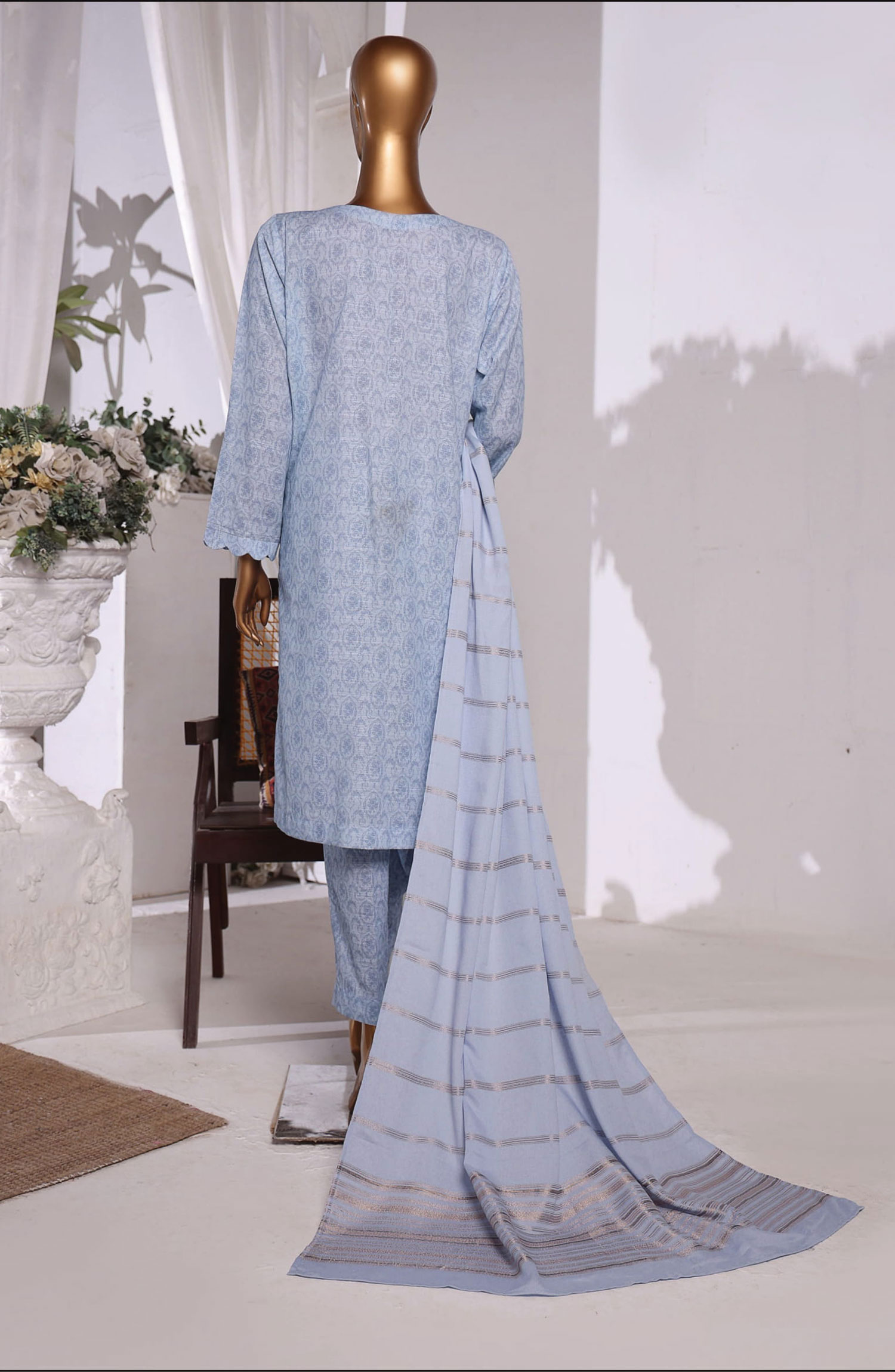 HZ Khaddar Embroidered Shirt with Dyed Karandi Shawl Collection - KES-68