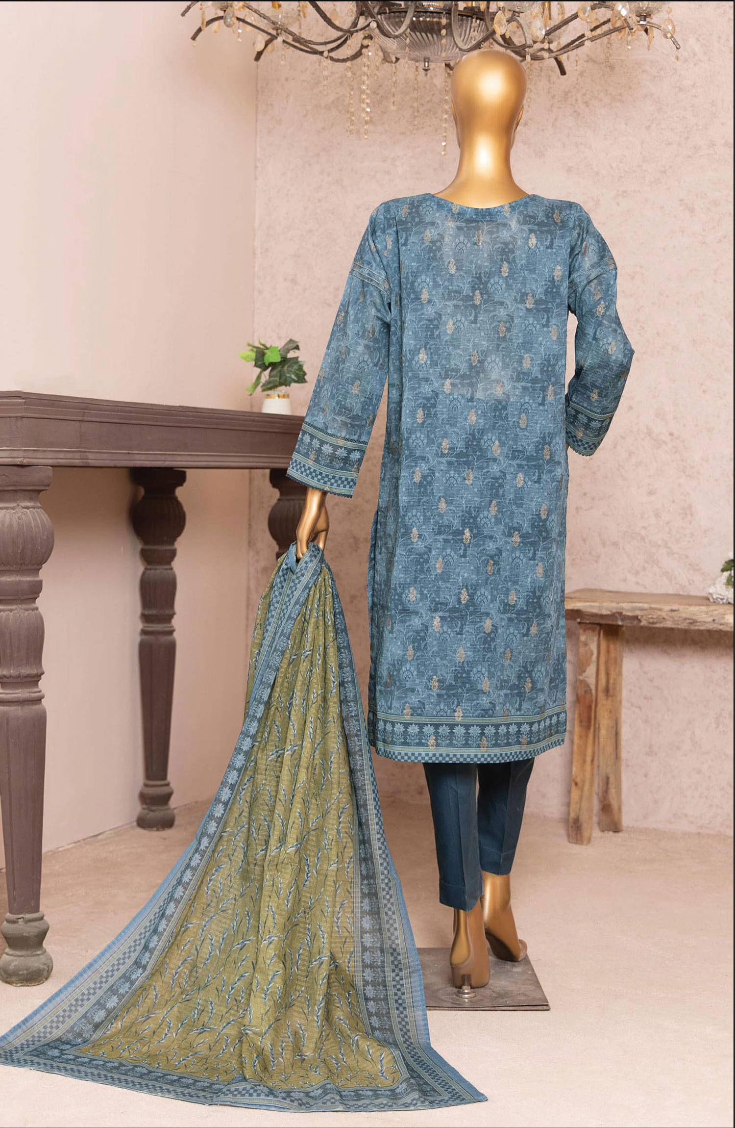 HZ Kalamkari Jacquard Embroidered Unstitched Collection - KJE-03