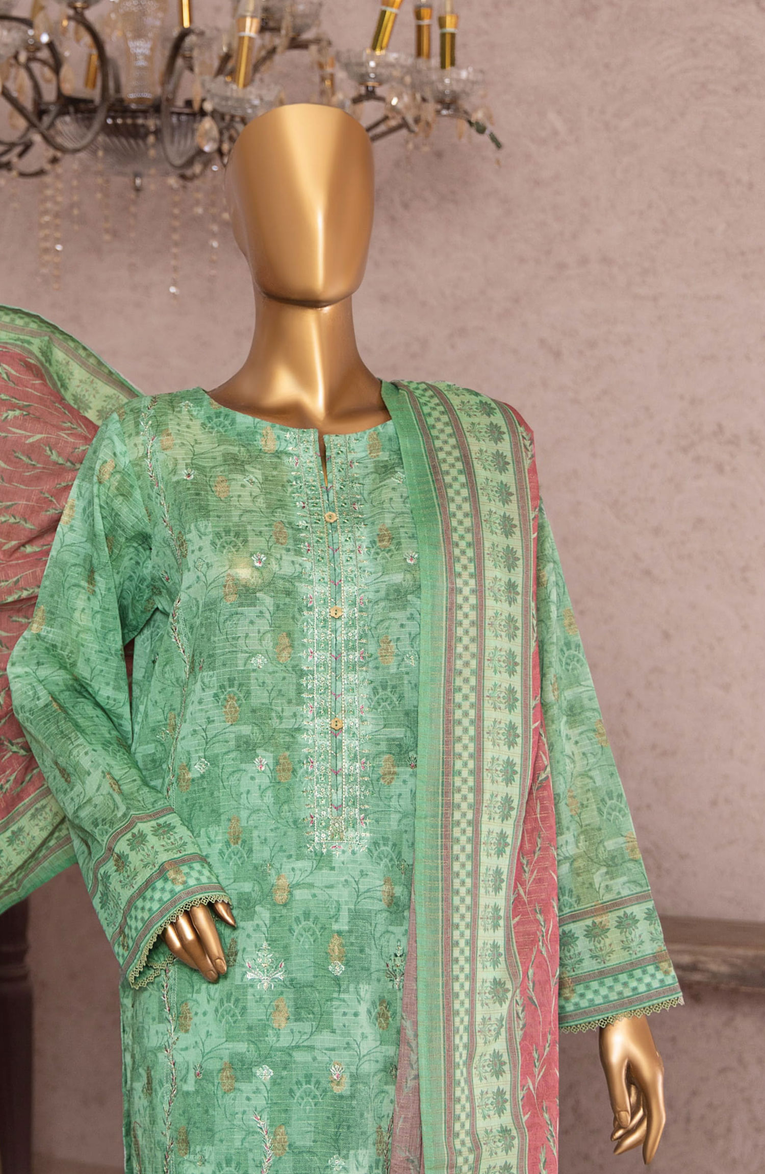 HZ Kalamkari Jacquard Embroidered Unstitched Collection - KJE-04