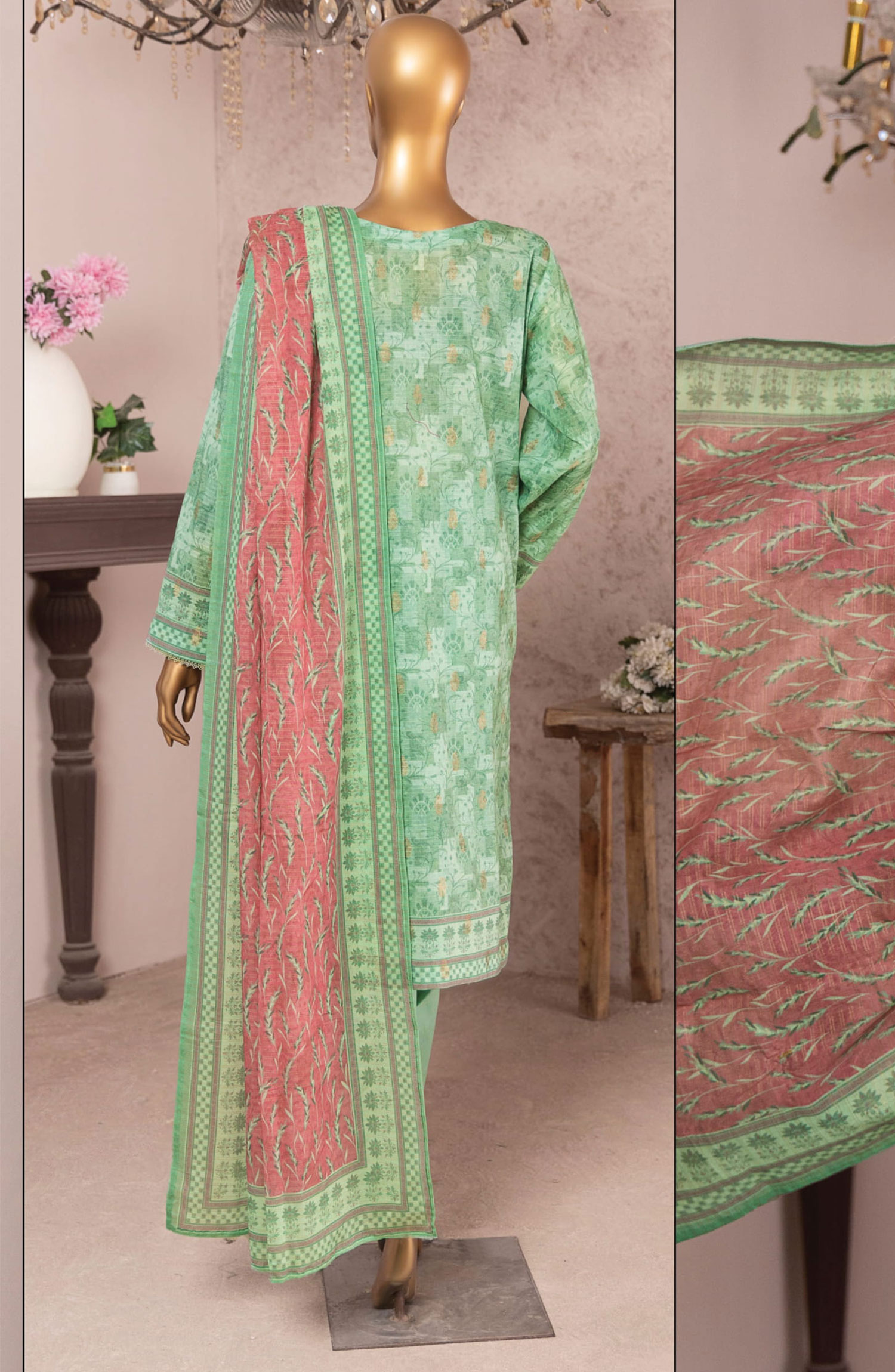 HZ Kalamkari Jacquard Embroidered Unstitched Collection - KJE-04