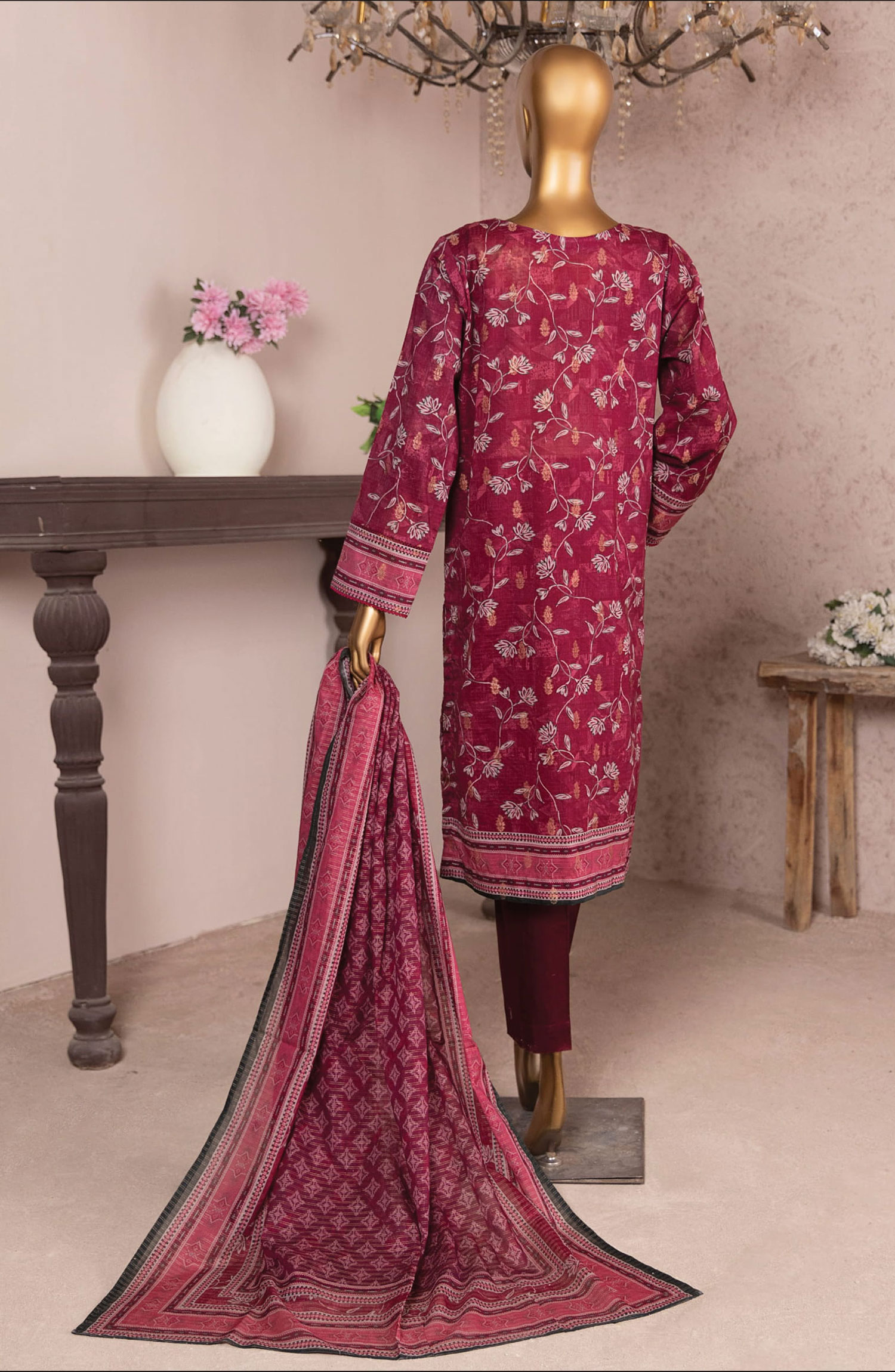 HZ Kalamkari Jacquard Embroidered Unstitched Collection - KJE-09