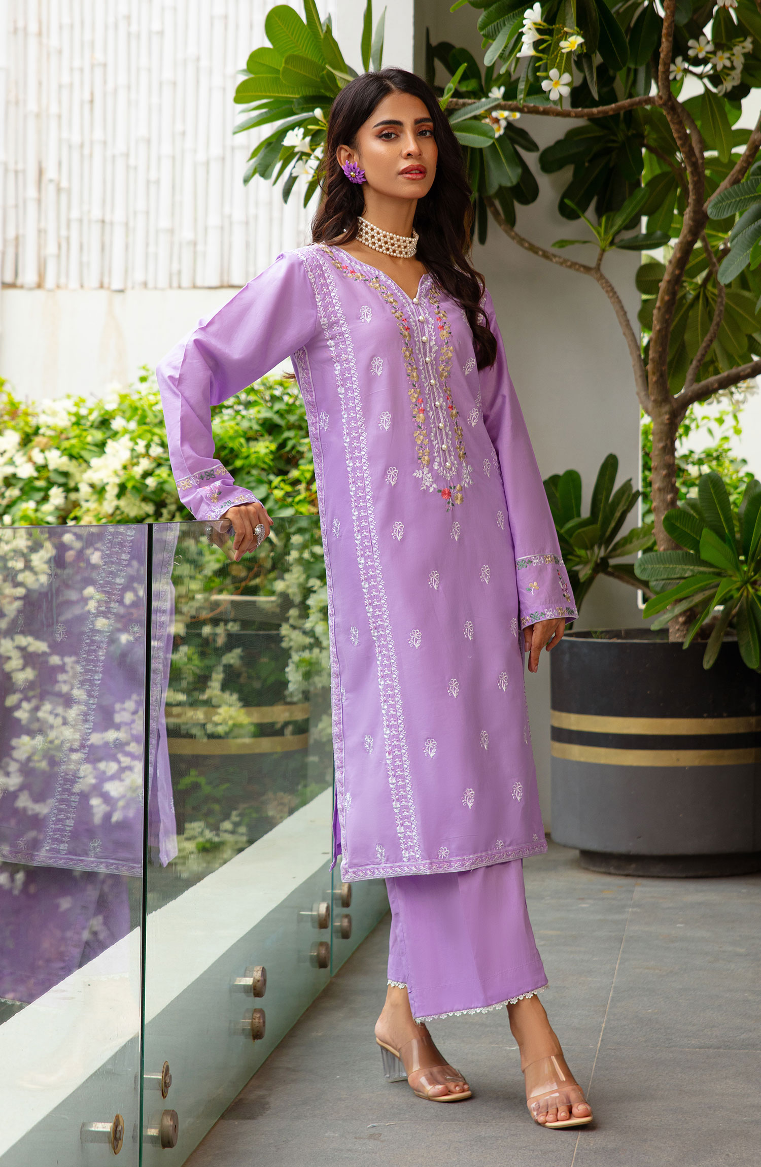 Muse Embroidered 2 Pc Pret Collection By TNG Store Lavender (Lilac)