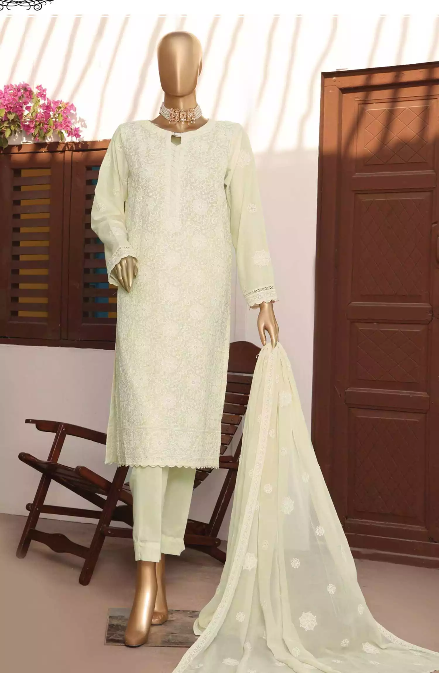 HZ Lucknowi Chikankari Embroidered Collection - LCE-09