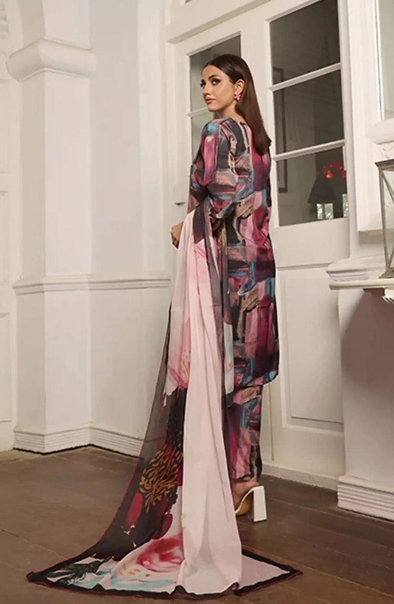 Nazmina Floret Luxury Swiss Lawn Collection -  LD-08 Limerence 