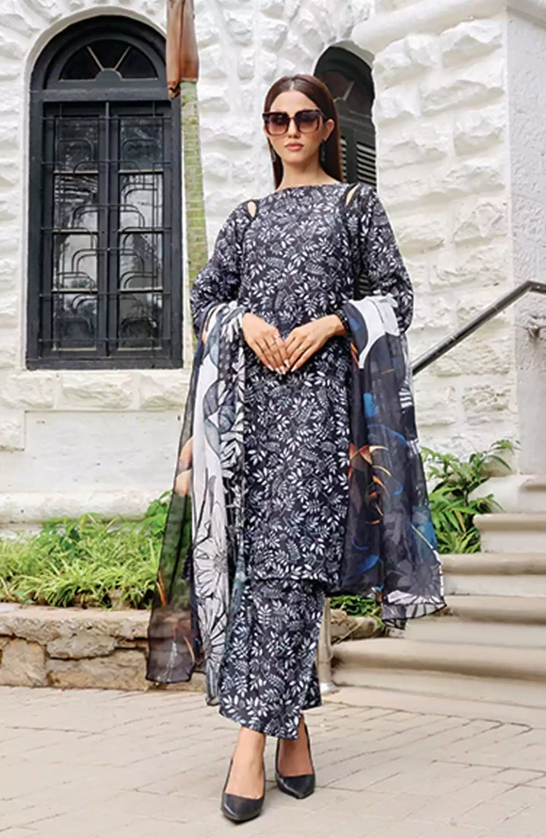 Nazmina Florent Luxury Swiss Lawn Collection - LD-12 Effervescent