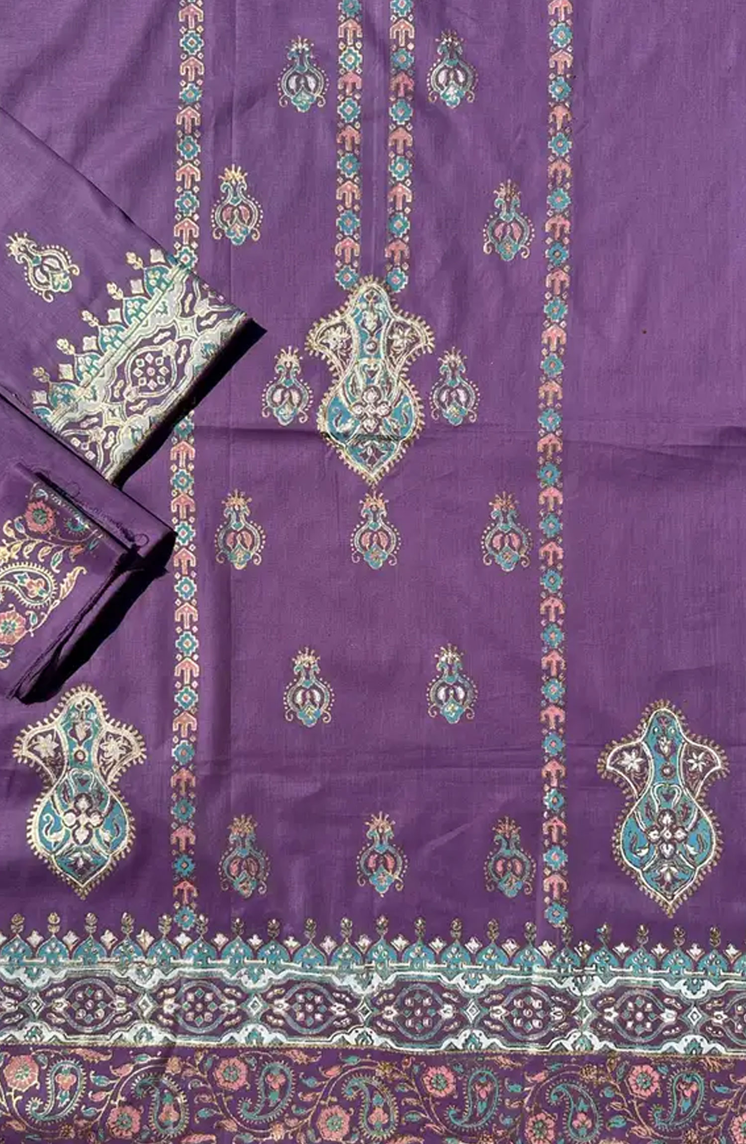 Adaa By Mahnoor Printed Cotton Lawn Suits Unstitched 2 Piece - Lilac