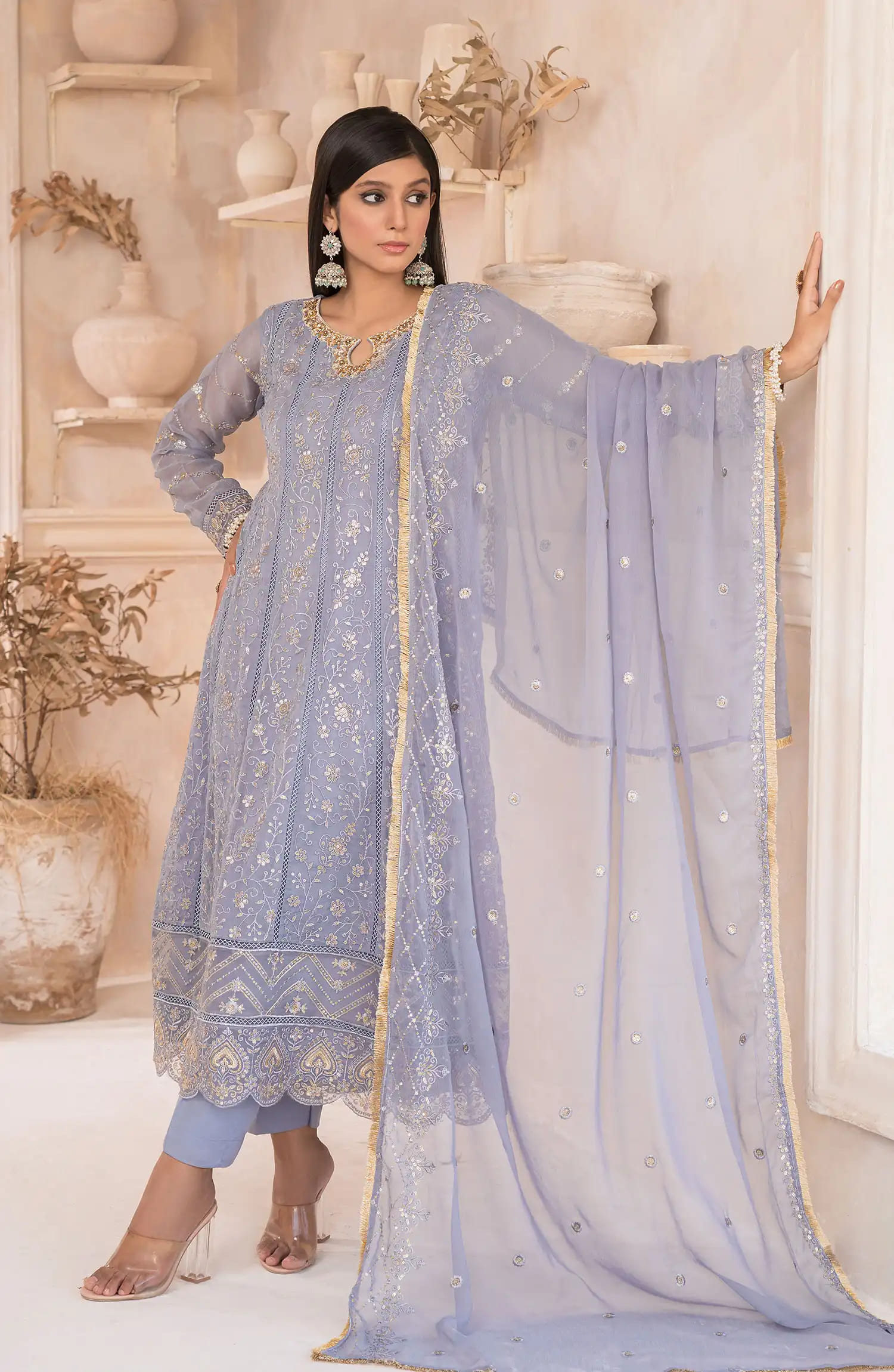 Roop Rang Stitched Collection By AL Harir Apparel-Mahi Grey