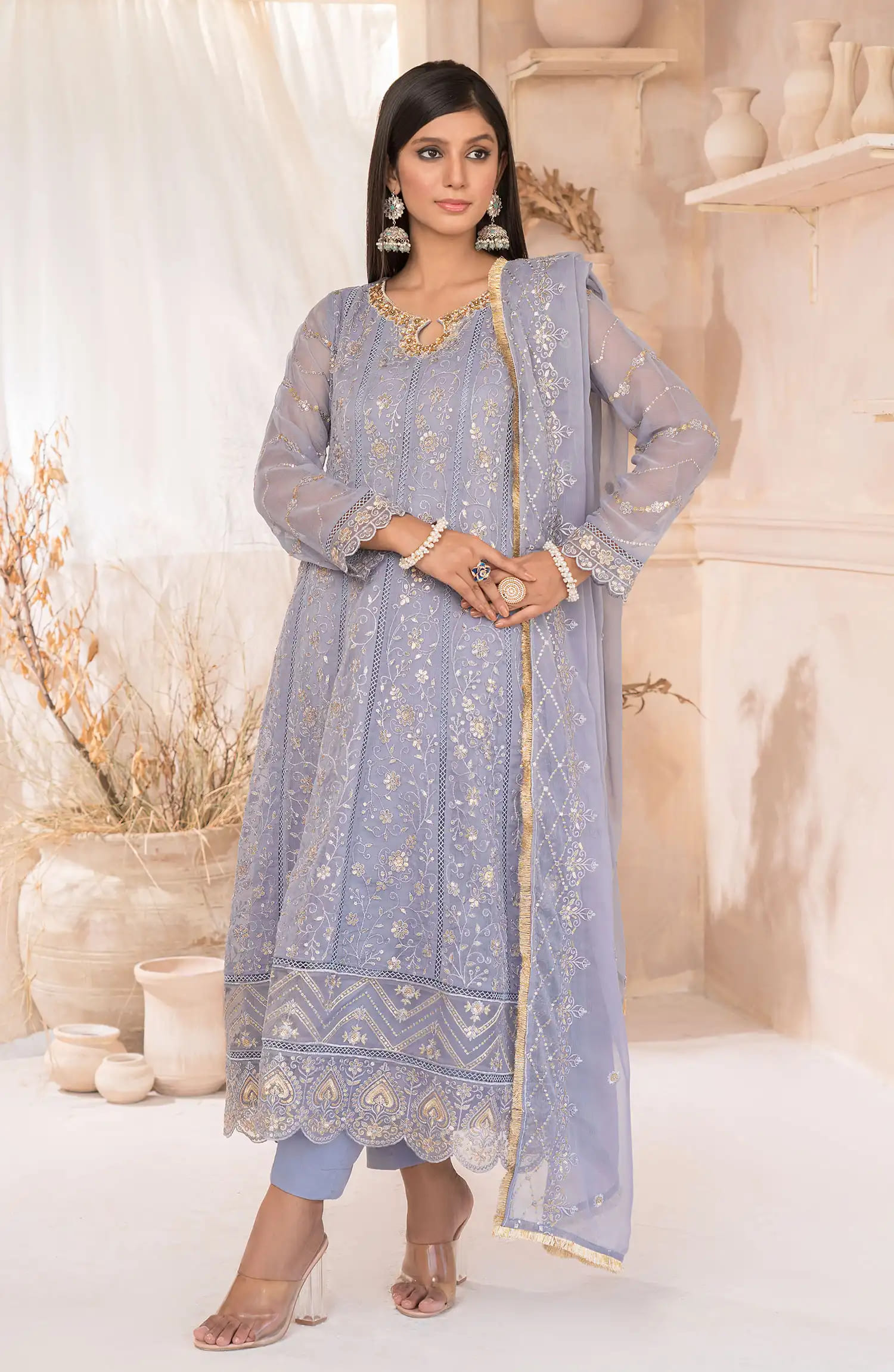 Roop Rang Stitched Collection By AL Harir Apparel-Mahi Grey