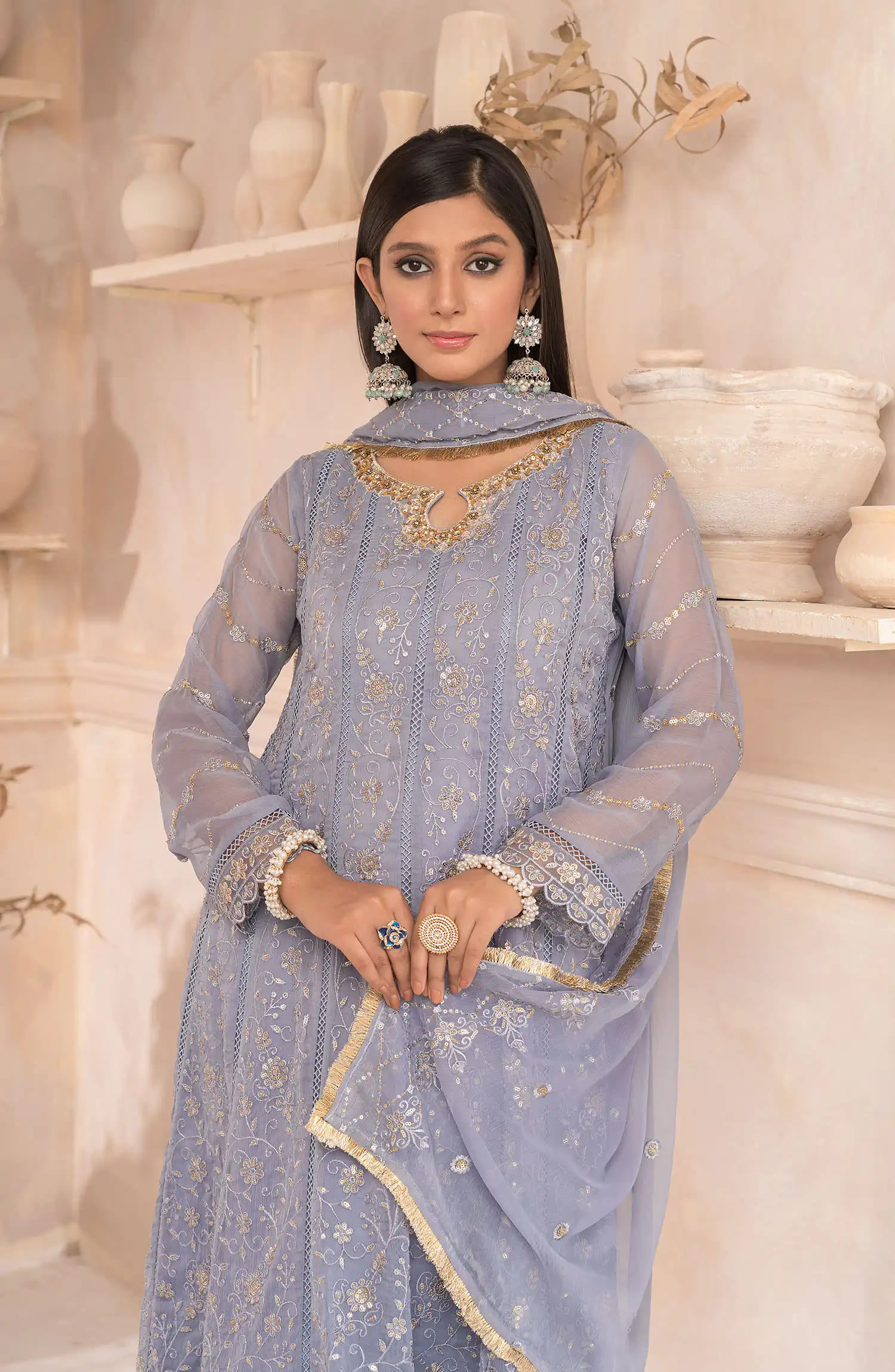 Roop Rang Stitched Collection By AL Harir Apparel-Mahi Grey