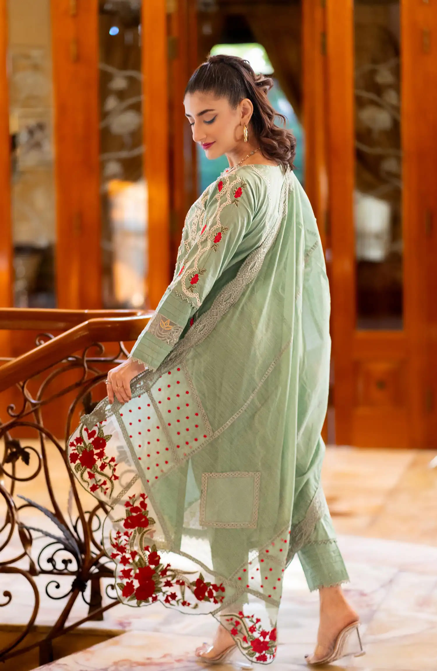 Roop Rang Stitched Collection By AL Harir Apparel-Manzar Mint Green