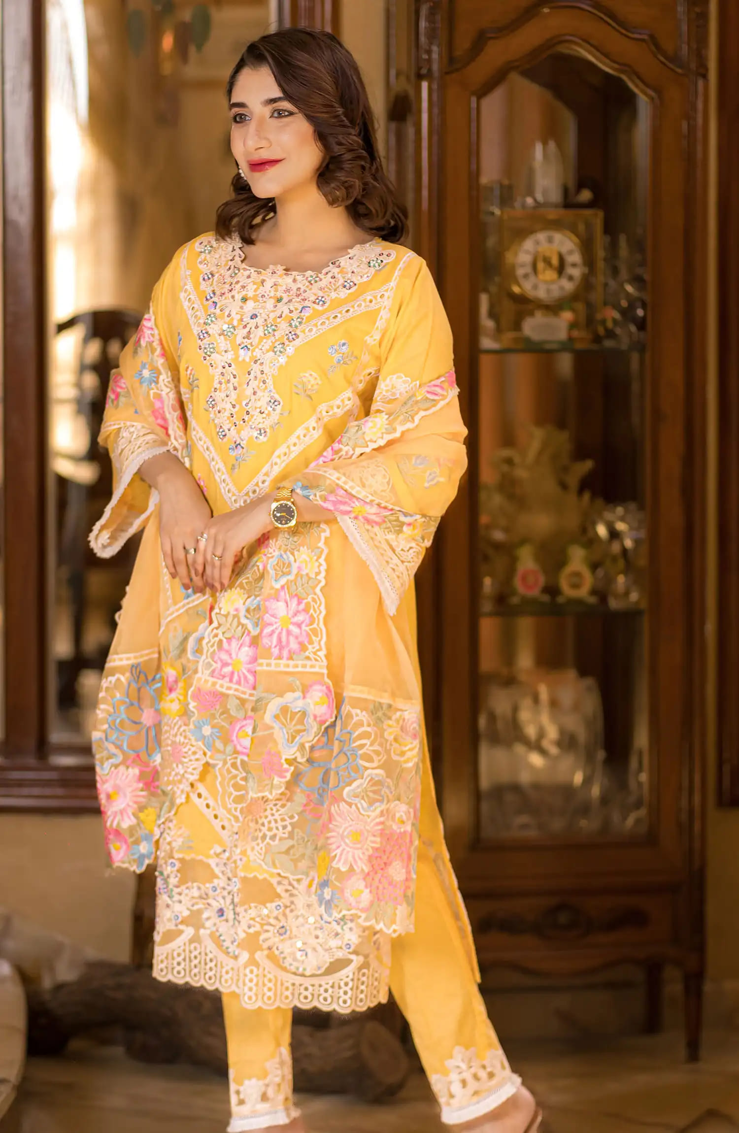 Roop Rang Stitched Collection By AL Harir Apparel-Manzar Yellow