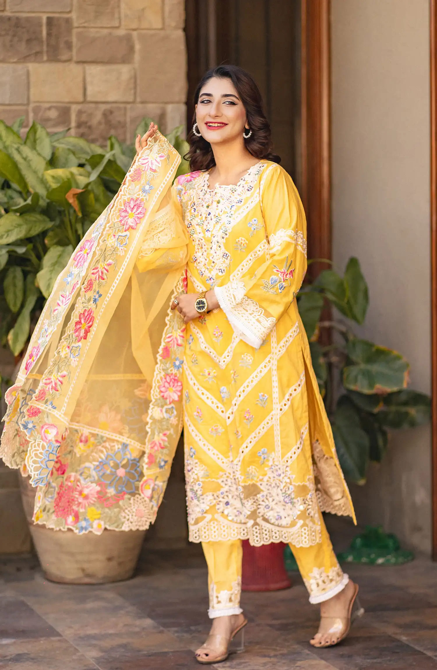 Roop Rang Stitched Collection By AL Harir Apparel-Manzar Yellow