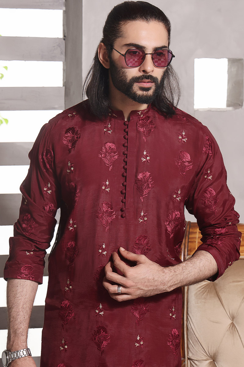 TGM Fancy Kurta Pyjama Collection 2023 - Maroon Bone