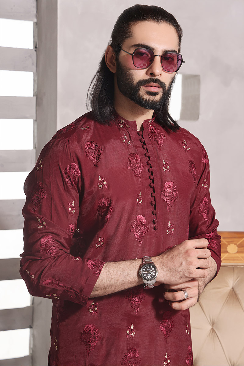 TGM Fancy Kurta Pyjama Collection 2023 - Maroon Bone