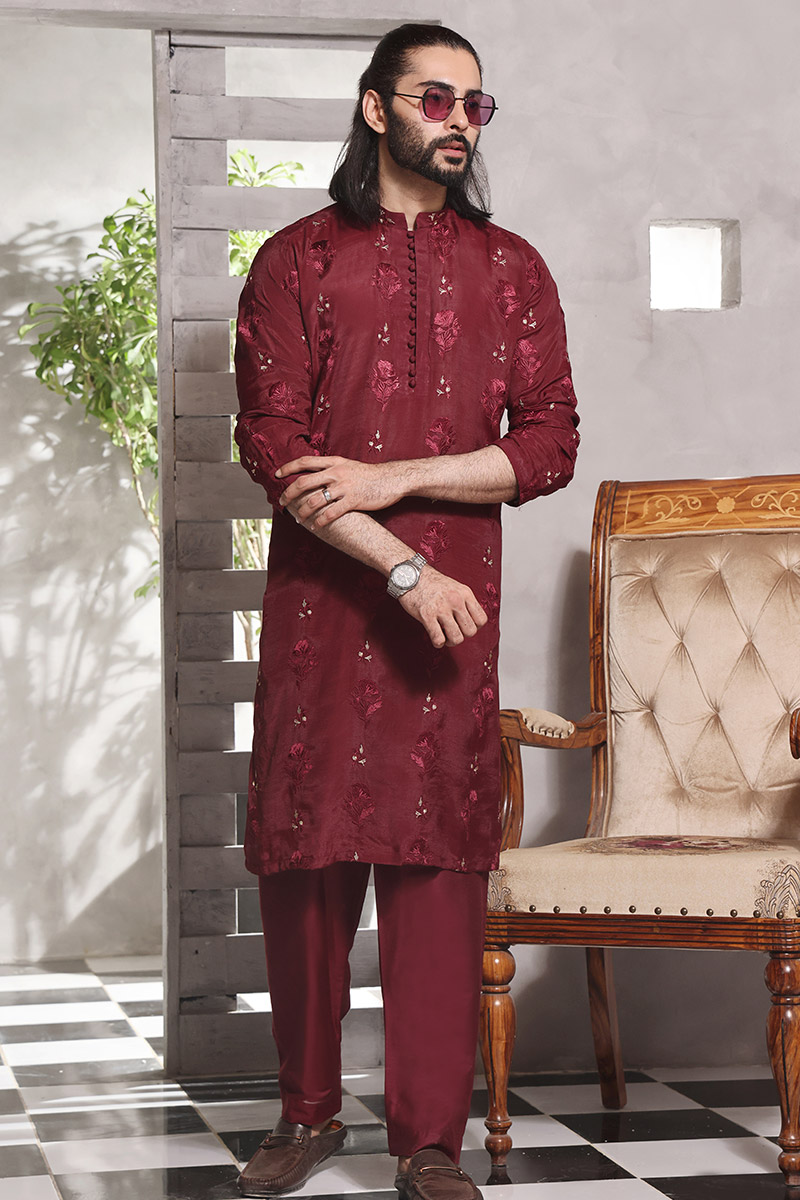 TGM Fancy Kurta Pyjama Collection 2023 - Maroon Bone