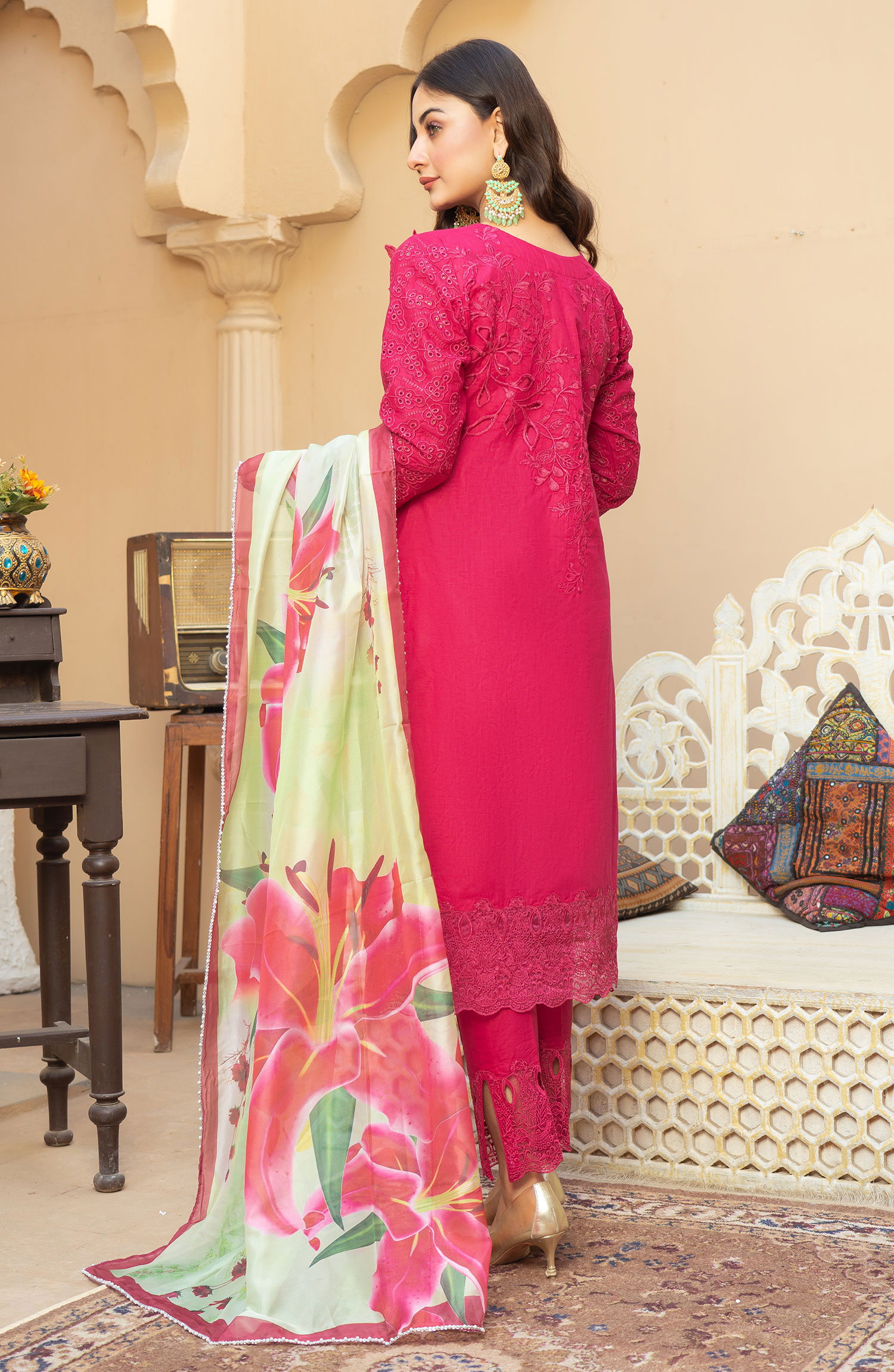 Raqs E Mughal Stitched Collection By AL Harir Apparel - Mashaal Shocking Pink