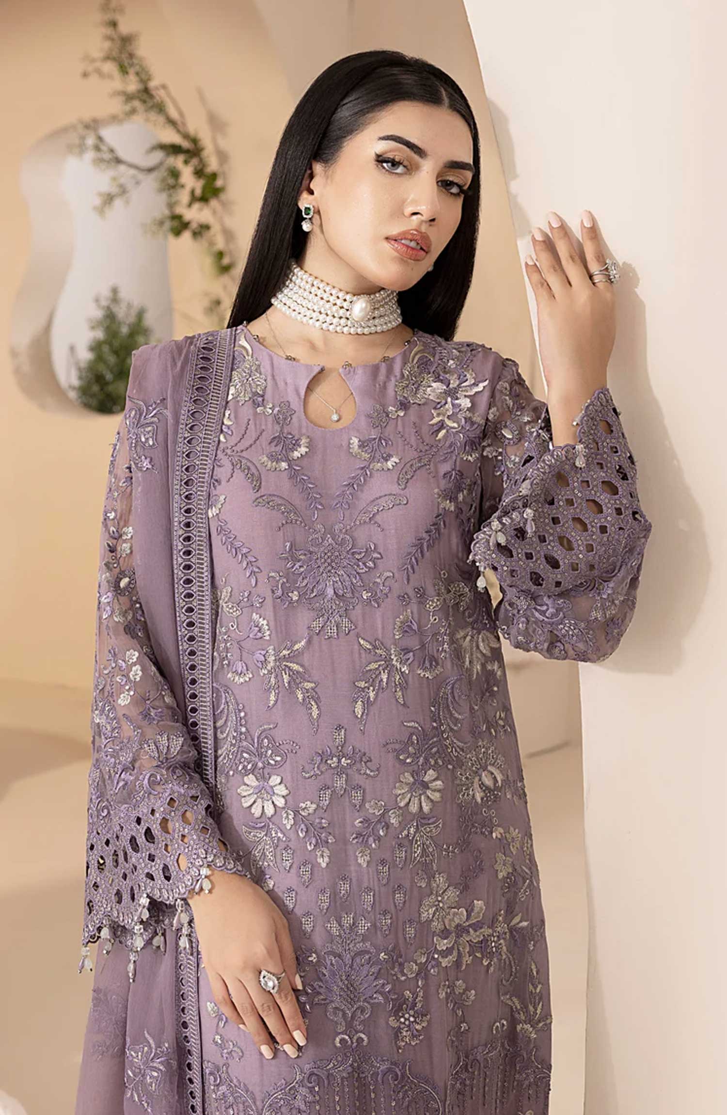 Lamisah Luxury Chiffon Unstitched Collection By Lavish Premium - Mauve